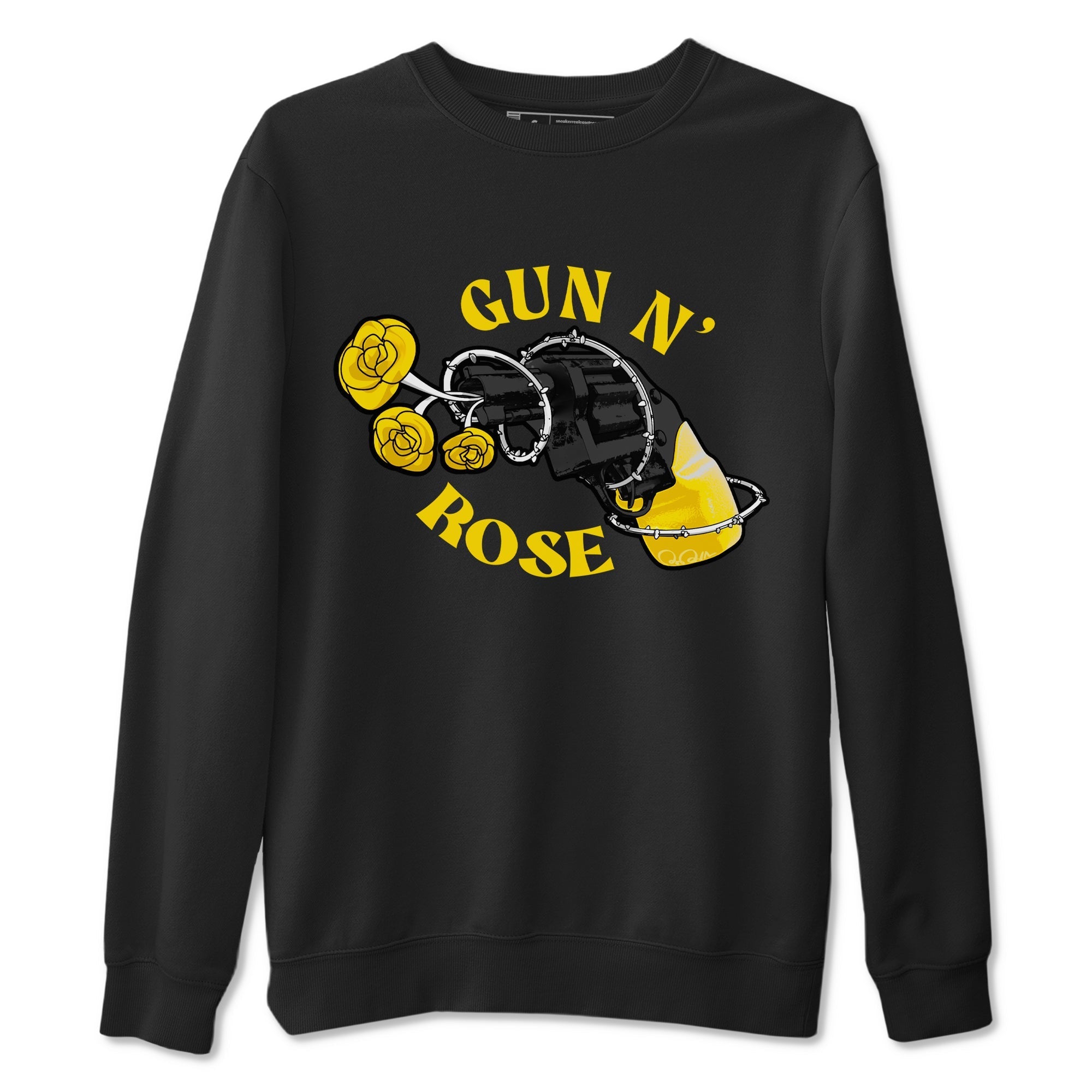 1s Yellow Ochre shirt to match jordans Gun N Rose sneaker tees streetwear brand Air Jordan 1 Yellow Ochre Drip Gear Zone Brand unisex cotton Black 2 crew neck shirt