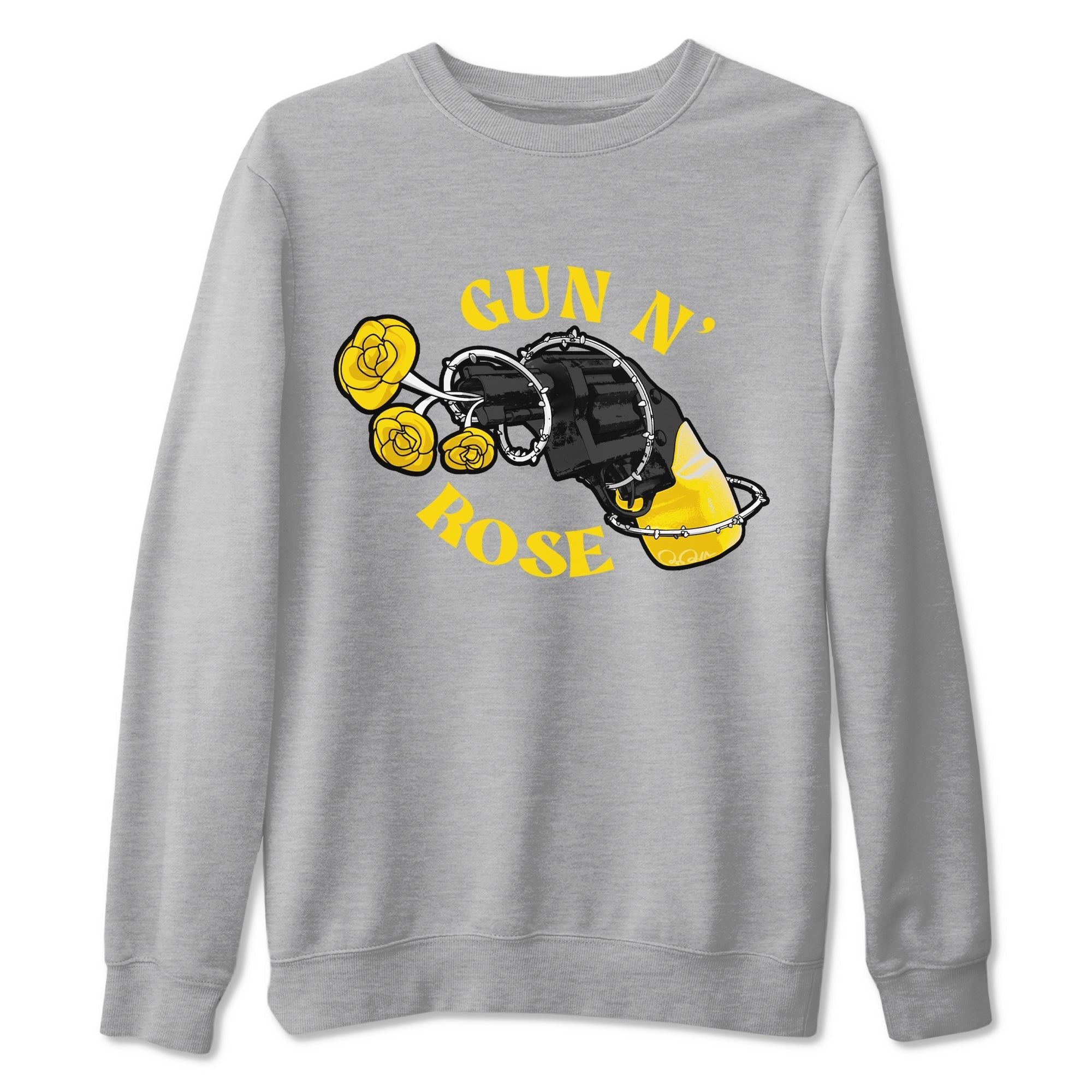 1s Yellow Ochre shirt to match jordans Gun N Rose sneaker tees streetwear brand Air Jordan 1 Yellow Ochre Drip Gear Zone Brand unisex cotton Heather Grey 2 crew neck shirt