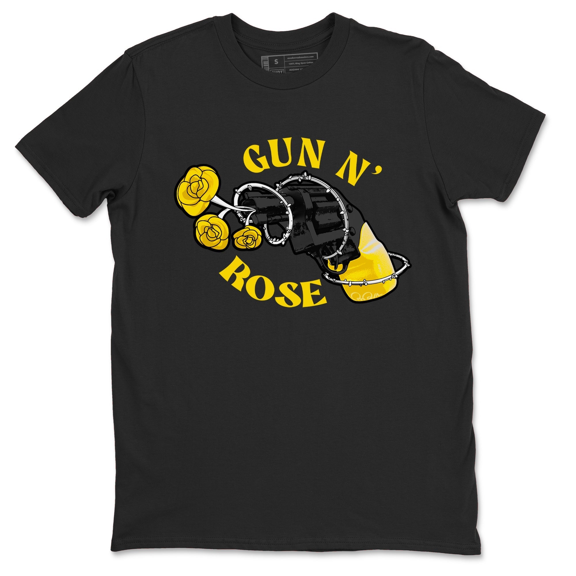 1s Yellow Ochre shirt to match jordans Gun N Rose sneaker tees streetwear brand Air Jordan 1 Yellow Ochre Drip Gear Zone Brand unisex cotton Black 2 crew neck shirt