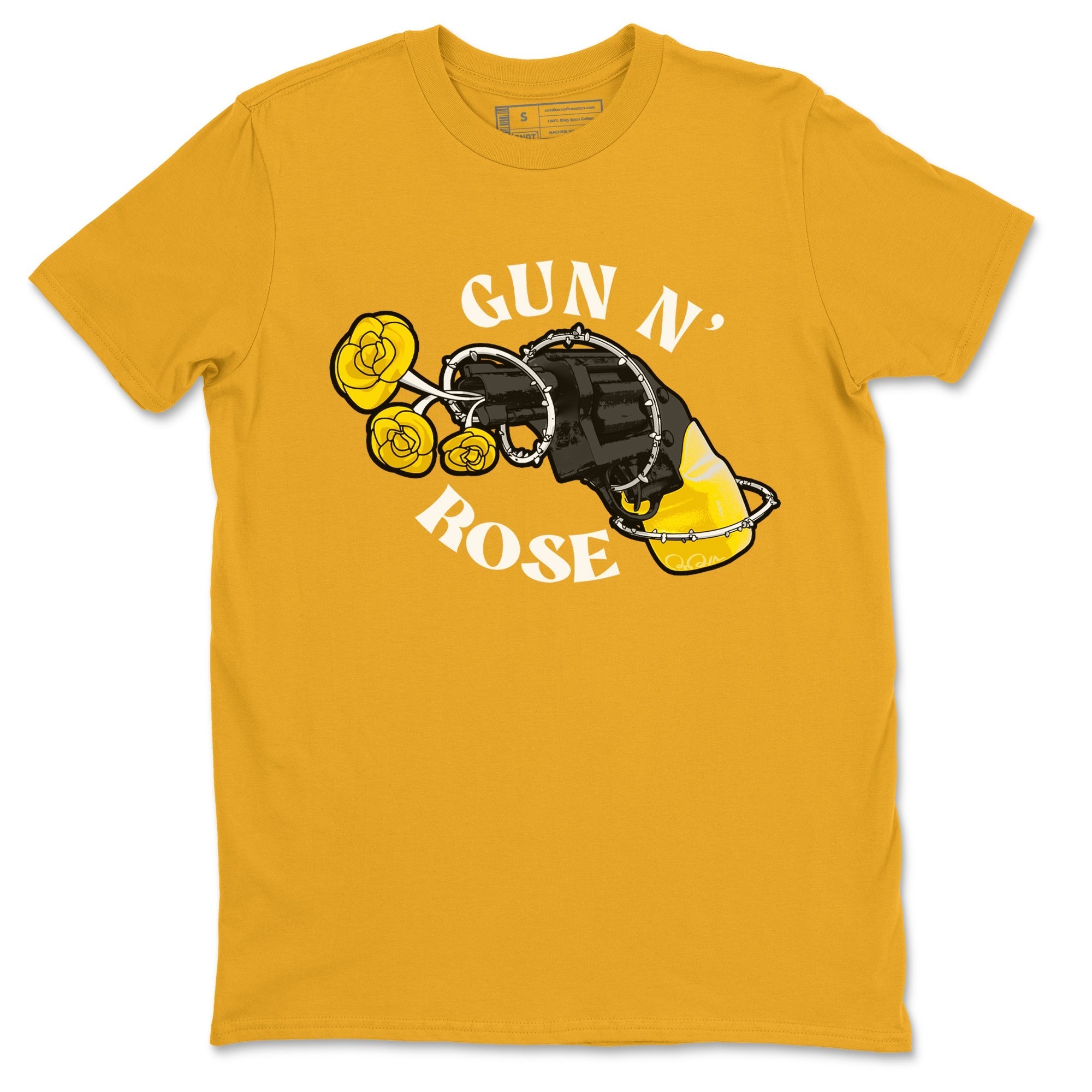 1s Yellow Ochre shirt to match jordans Gun N Rose sneaker tees streetwear brand Air Jordan 1 Yellow Ochre Drip Gear Zone Brand unisex cotton Gold 2 crew neck shirt