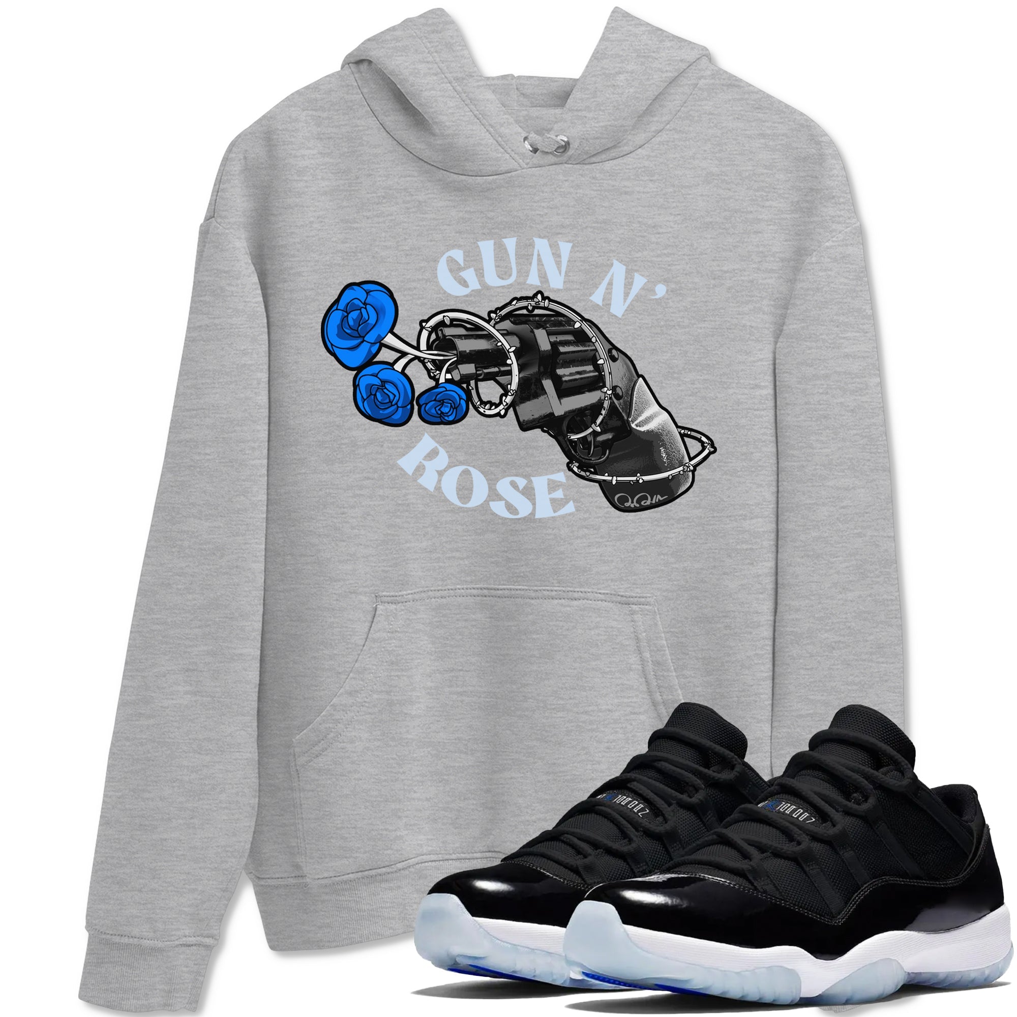 Air Jordan 11 Space shirt to match jordans Gun N Rose sneaker tees AJ11 Space Drip Gear Zone unisex cotton Heather Grey 1 crew neck shirt