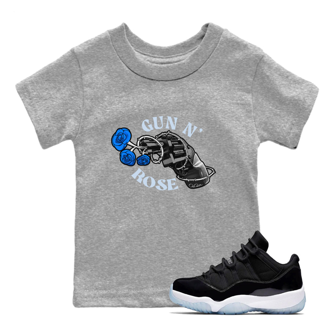 Air Jordan 11 Space shirt to match jordans Gun N Rose sneaker tees AJ11 Space Drip Gear Zone baby toddler Heather Grey 1 cotton Shirt