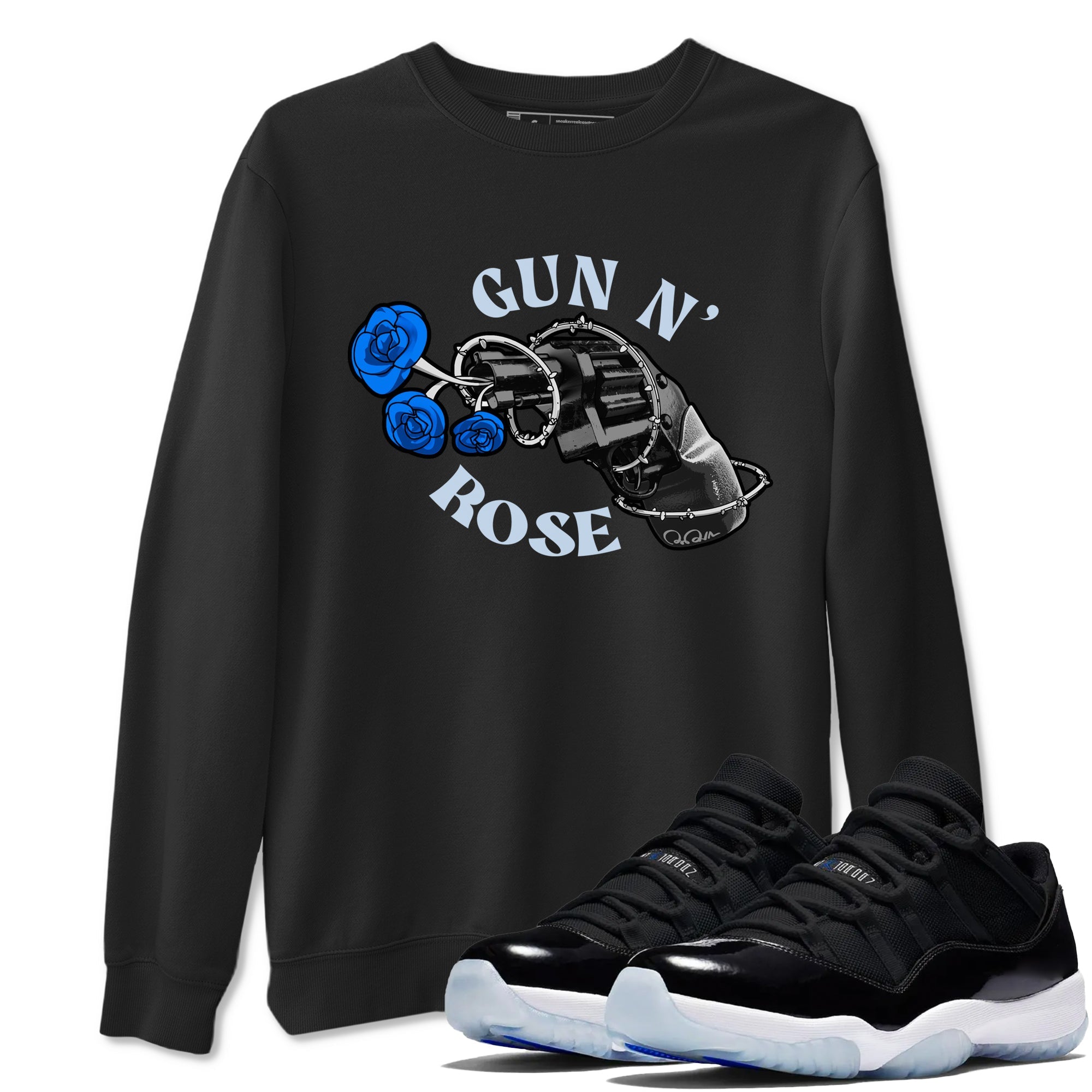 Air Jordan 11 Space shirt to match jordans Gun N Rose sneaker tees AJ11 Space Drip Gear Zone unisex cotton Black 1 crew neck shirt
