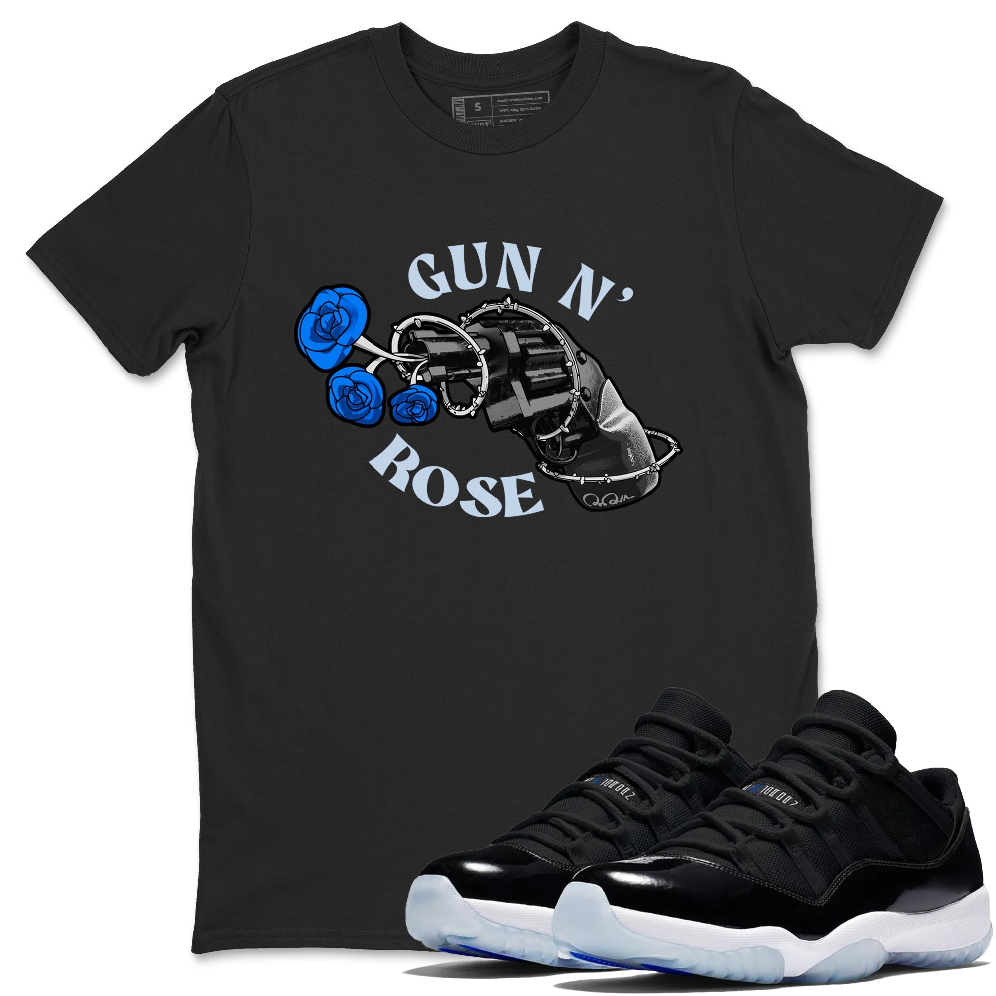 Air Jordan 11 Space shirt to match jordans Gun N Rose sneaker tees AJ11 Space Drip Gear Zone unisex cotton Black 1 crew neck shirt