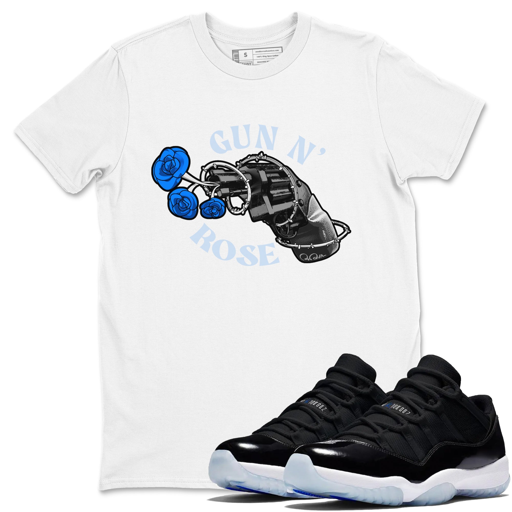 Air Jordan 11 Space shirt to match jordans Gun N Rose sneaker tees AJ11 Space Drip Gear Zone unisex cotton White 1 crew neck shirt