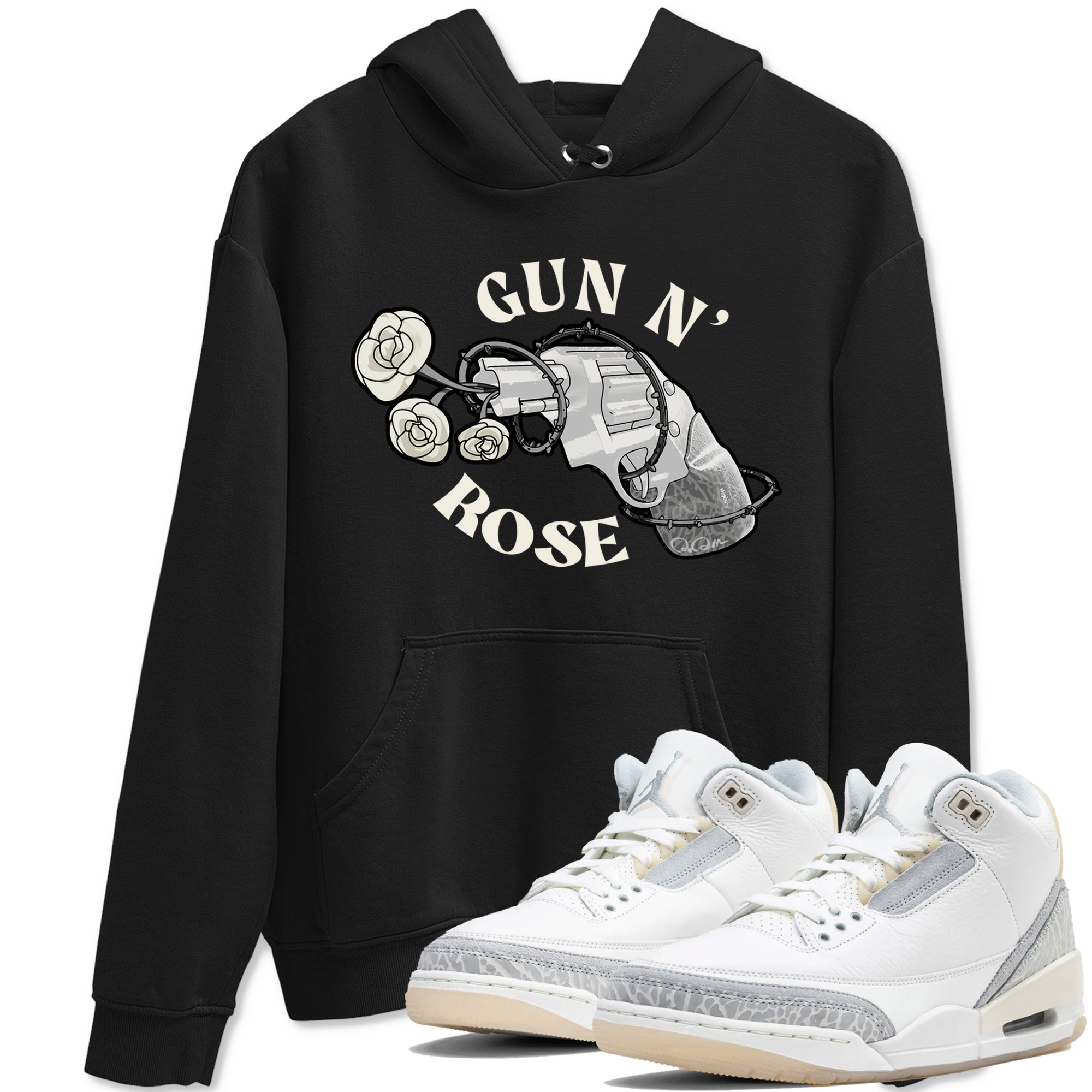 3s Ivory shirt to match jordans Gun N Rose sneaker tees Air Jordan 3 Ivory Drip Gear Zone unisex cotton Black 1 crew neck shirt