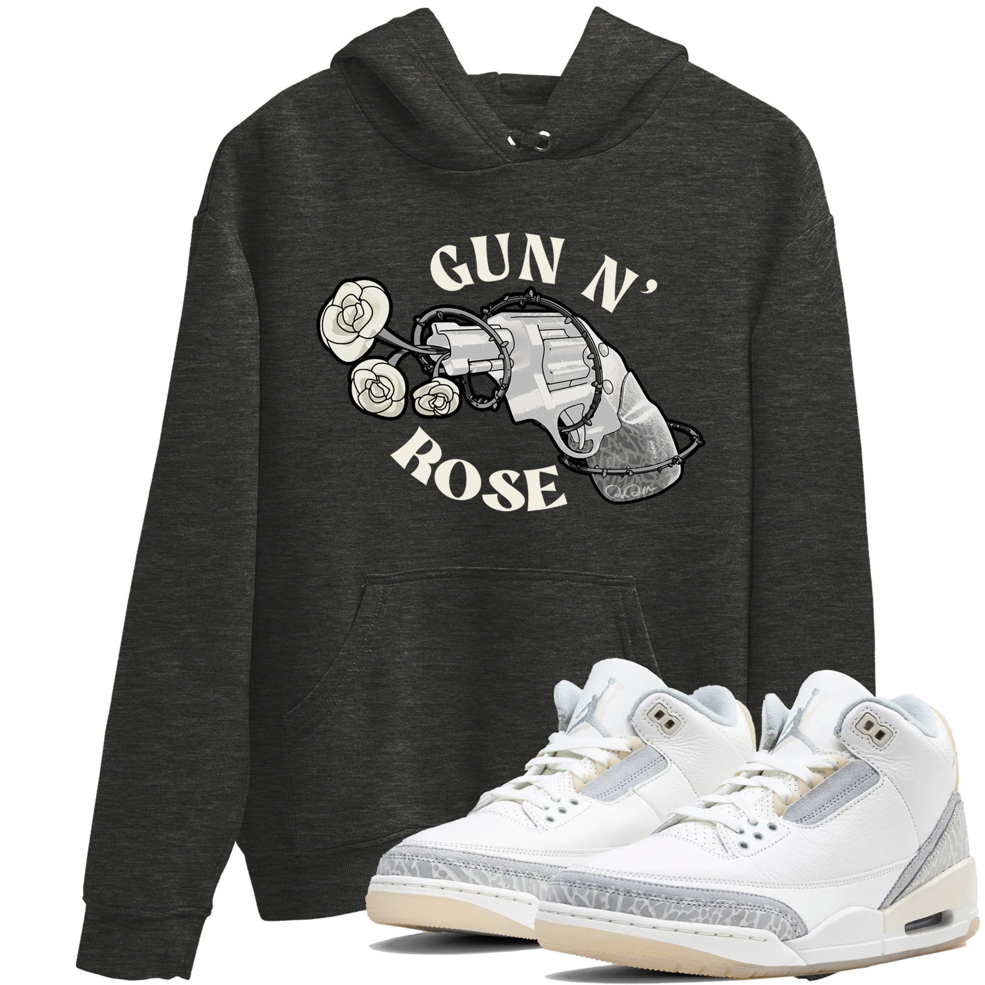 3s Ivory shirt to match jordans Gun N Rose sneaker tees Air Jordan 3 Ivory Drip Gear Zone unisex cotton Charcoal Heather 1 crew neck shirt