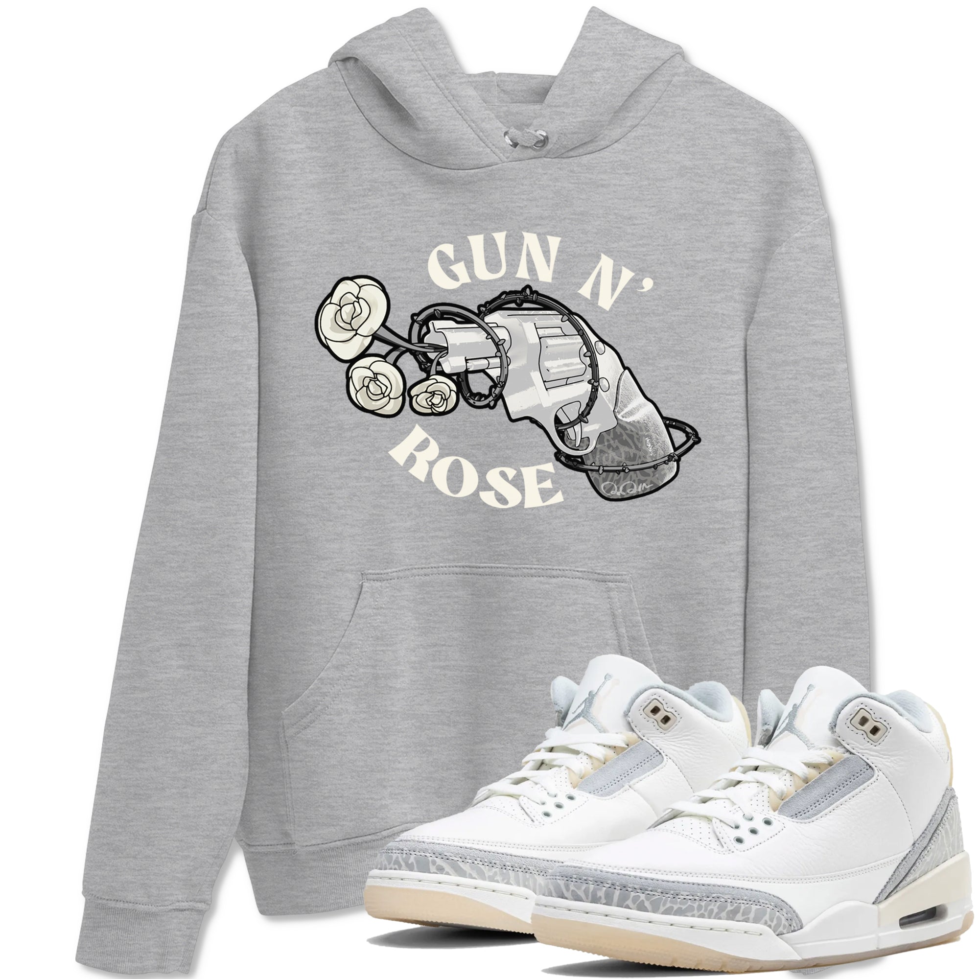 3s Ivory shirt to match jordans Gun N Rose sneaker tees Air Jordan 3 Ivory Drip Gear Zone unisex cotton Heather Grey 1 crew neck shirt