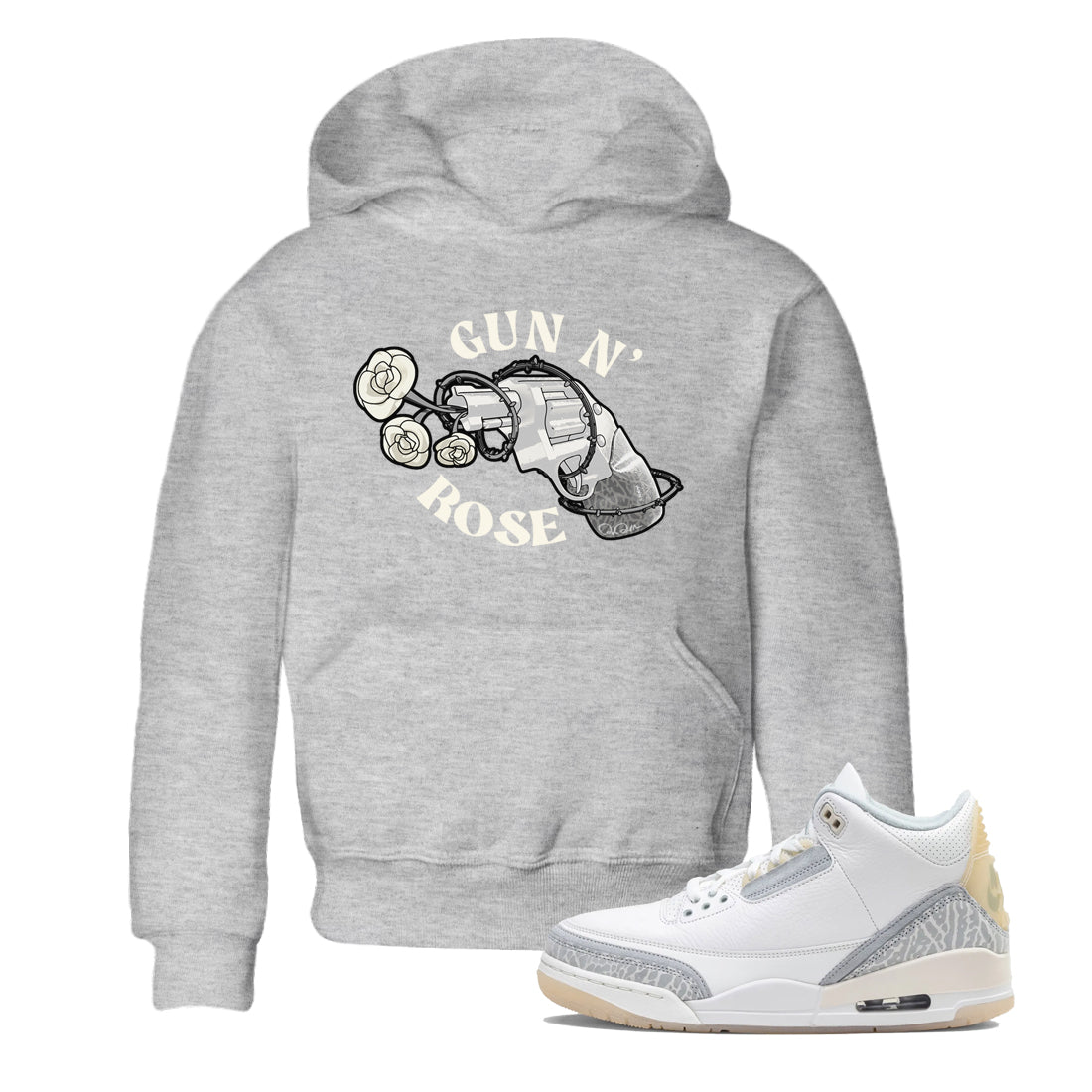 3s Ivory shirt to match jordans Gun N Rose sneaker tees Air Jordan 3 Ivory Drip Gear Zone baby toddler Heather Grey 1 cotton Shirt
