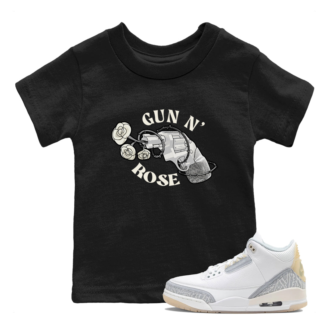3s Ivory shirt to match jordans Gun N Rose sneaker tees Air Jordan 3 Ivory Drip Gear Zone baby toddler Black 1 cotton Shirt