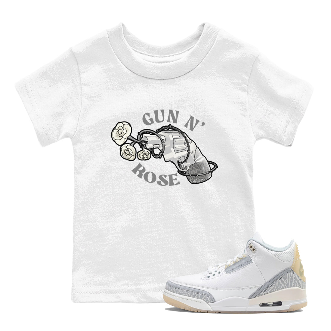 3s Ivory shirt to match jordans Gun N Rose sneaker tees Air Jordan 3 Ivory Drip Gear Zone baby toddler White 1 cotton Shirt