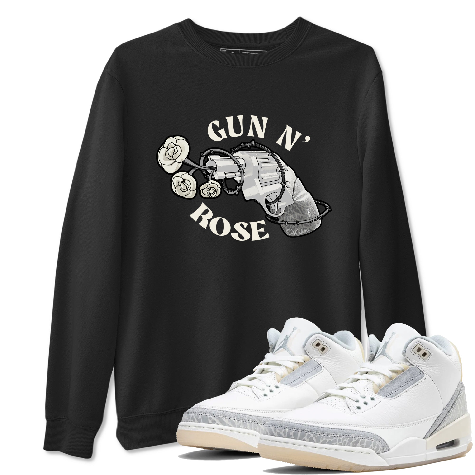 3s Ivory shirt to match jordans Gun N Rose sneaker tees Air Jordan 3 Ivory Drip Gear Zone unisex cotton Black 1 crew neck shirt