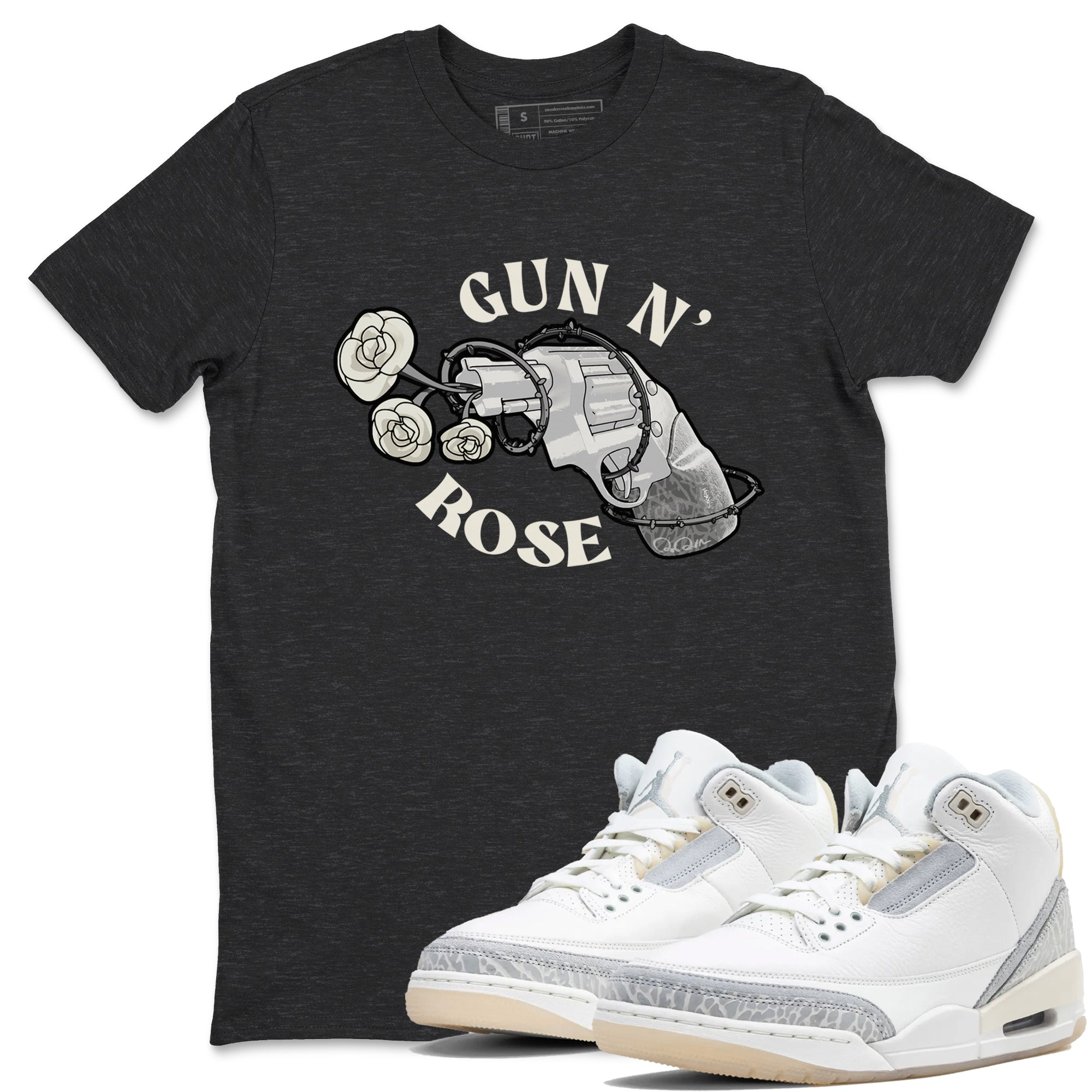 3s Ivory shirt to match jordans Gun N Rose sneaker tees Air Jordan 3 Ivory Drip Gear Zone unisex cotton Charcoal Heather 1 crew neck shirt