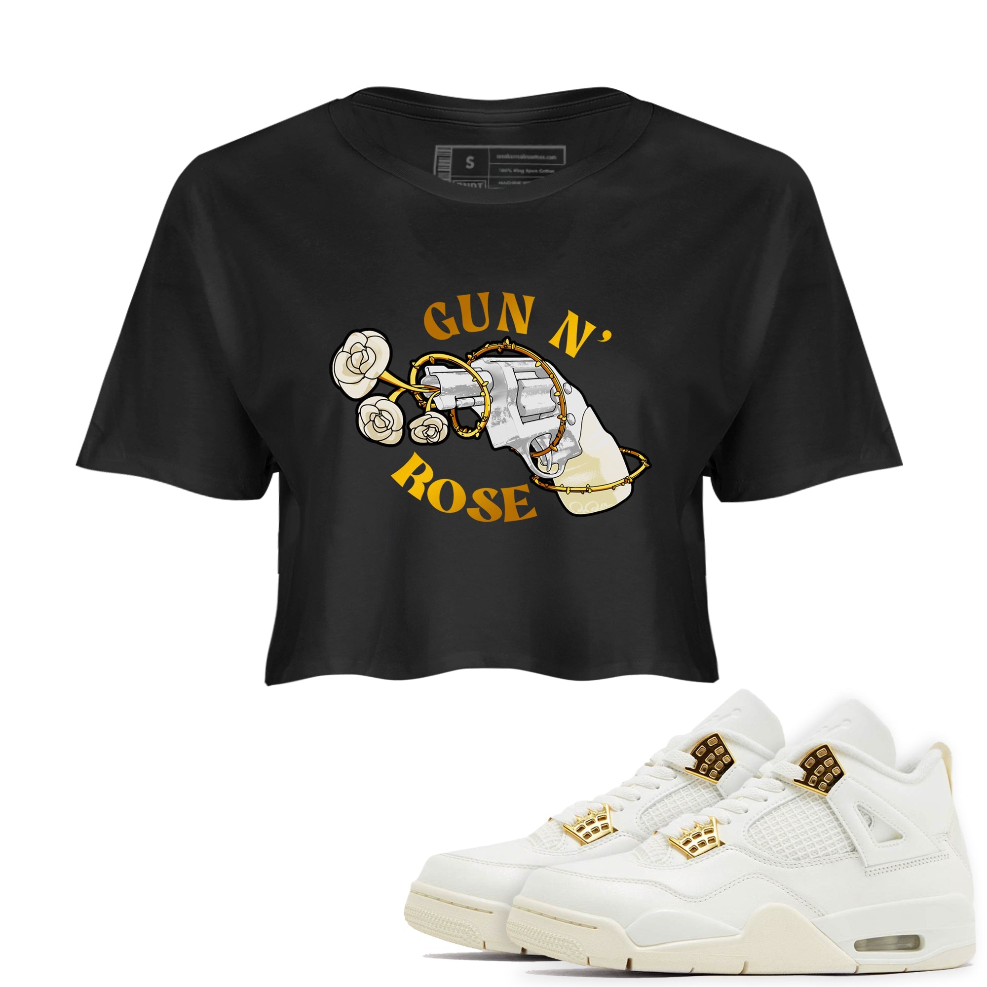 4s Sail 2024 shirt to match jordans Gun N Rose sneaker tees Air Jordan 4 Sail 2024 Drip Gear Zone Black 1 crop length shirt