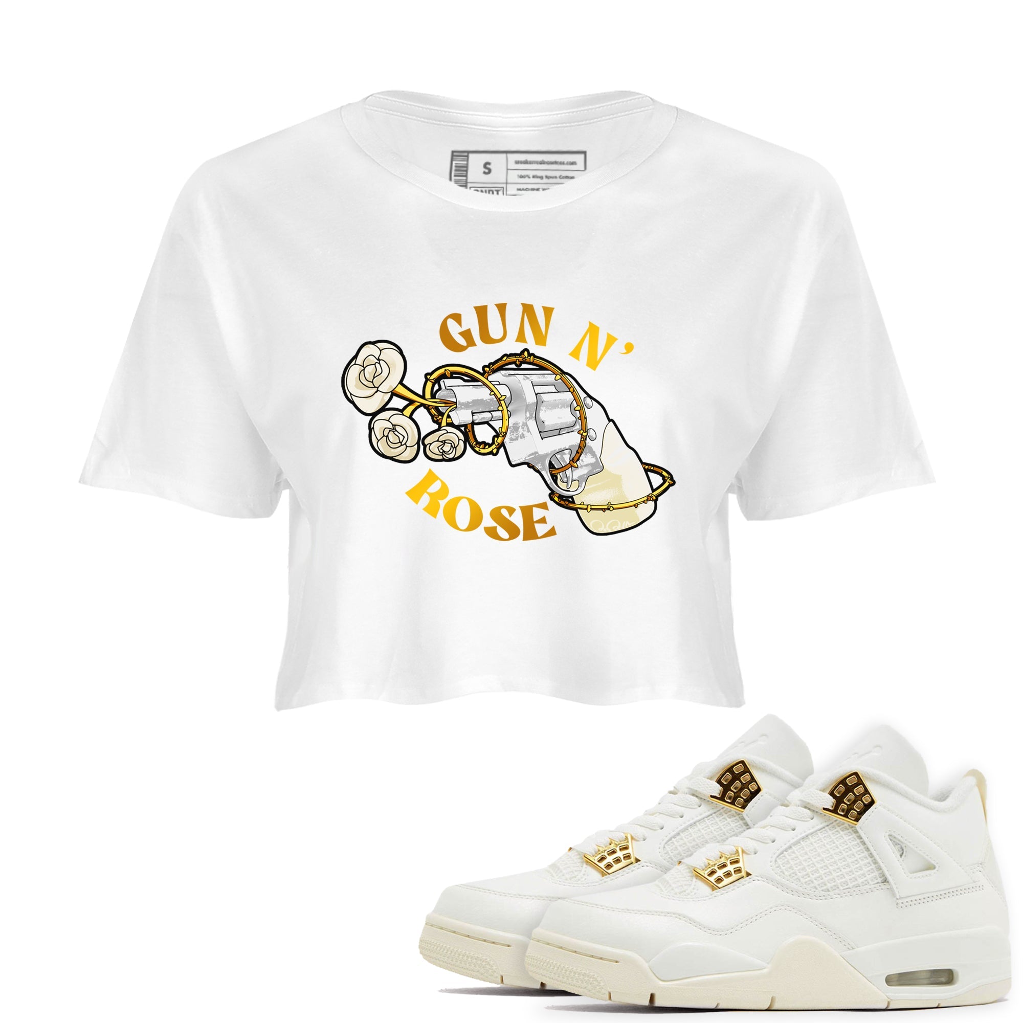 4s Sail 2024 shirt to match jordans Gun N Rose sneaker tees Air Jordan 4 Sail 2024 Drip Gear Zone White 1 crop length shirt