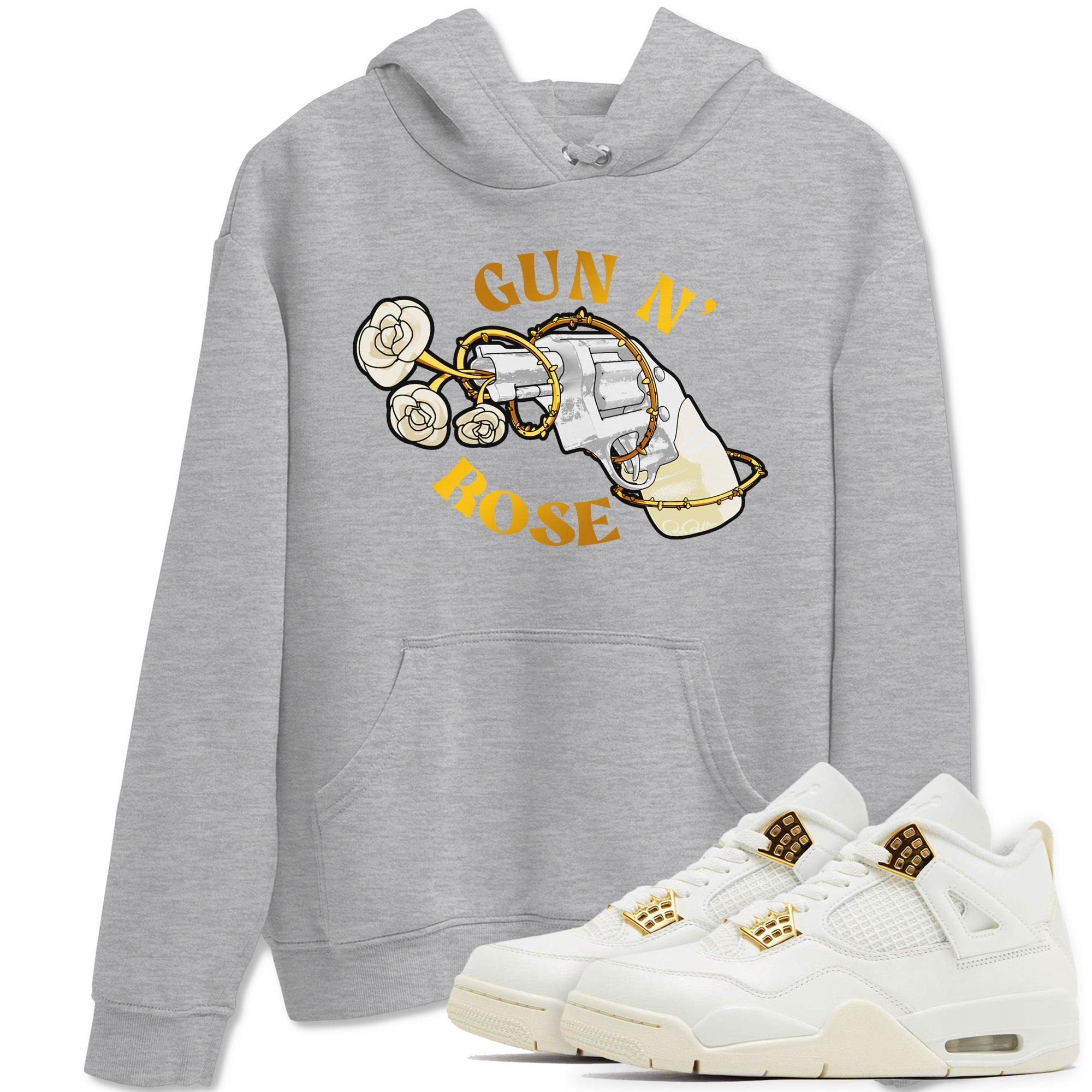 4s Sail 2024 shirt to match jordans Gun N Rose sneaker tees Air Jordan 4 Sail 2024 Drip Gear Zone unisex cotton Heather Grey 1 crew neck shirt