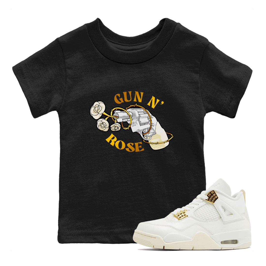 4s Sail 2024 shirt to match jordans Gun N Rose sneaker tees Air Jordan 4 Sail 2024 Drip Gear Zone baby toddler Black 1 cotton Shirt