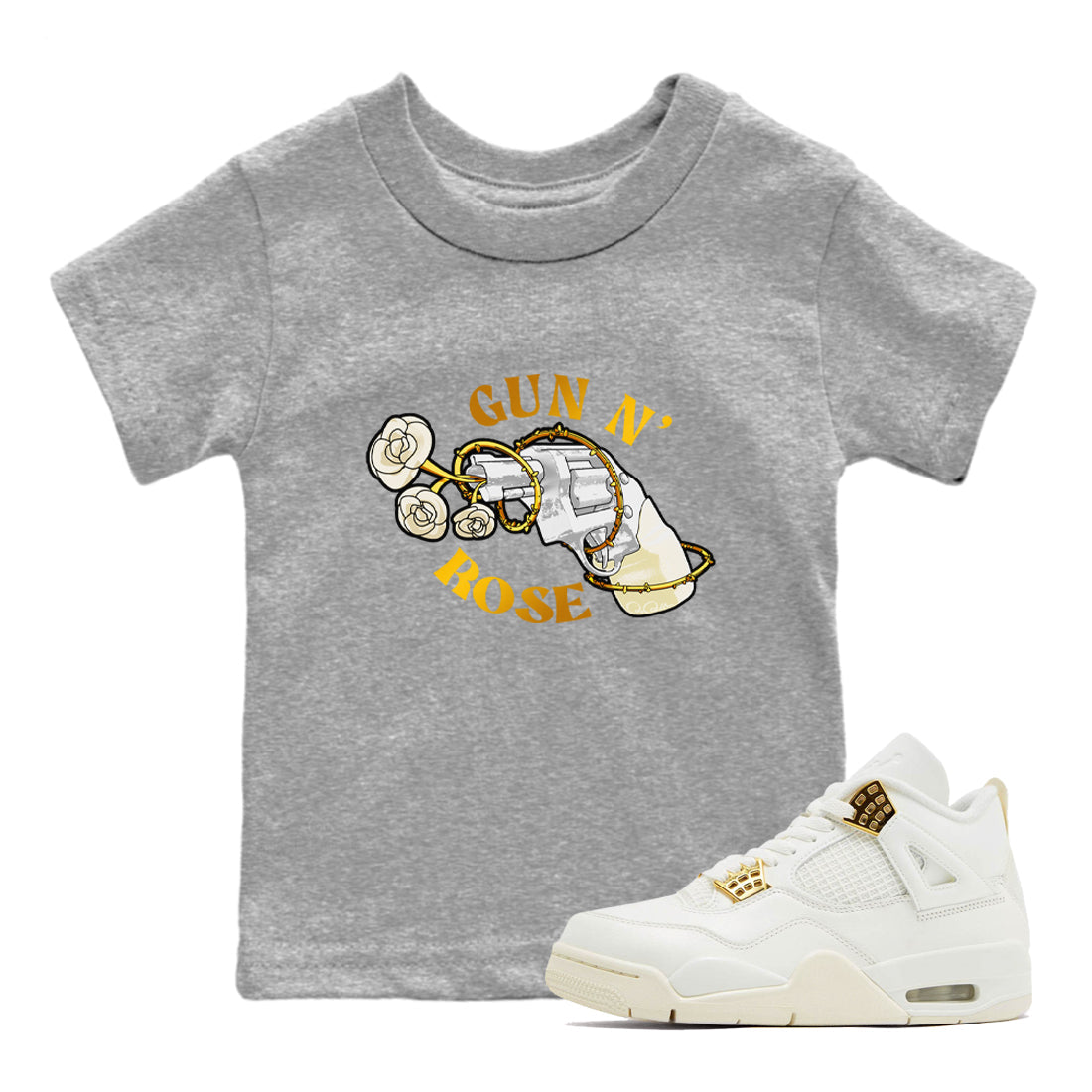 4s Sail 2024 shirt to match jordans Gun N Rose sneaker tees Air Jordan 4 Sail 2024 Drip Gear Zone baby toddler Heather Grey 1 cotton Shirt
