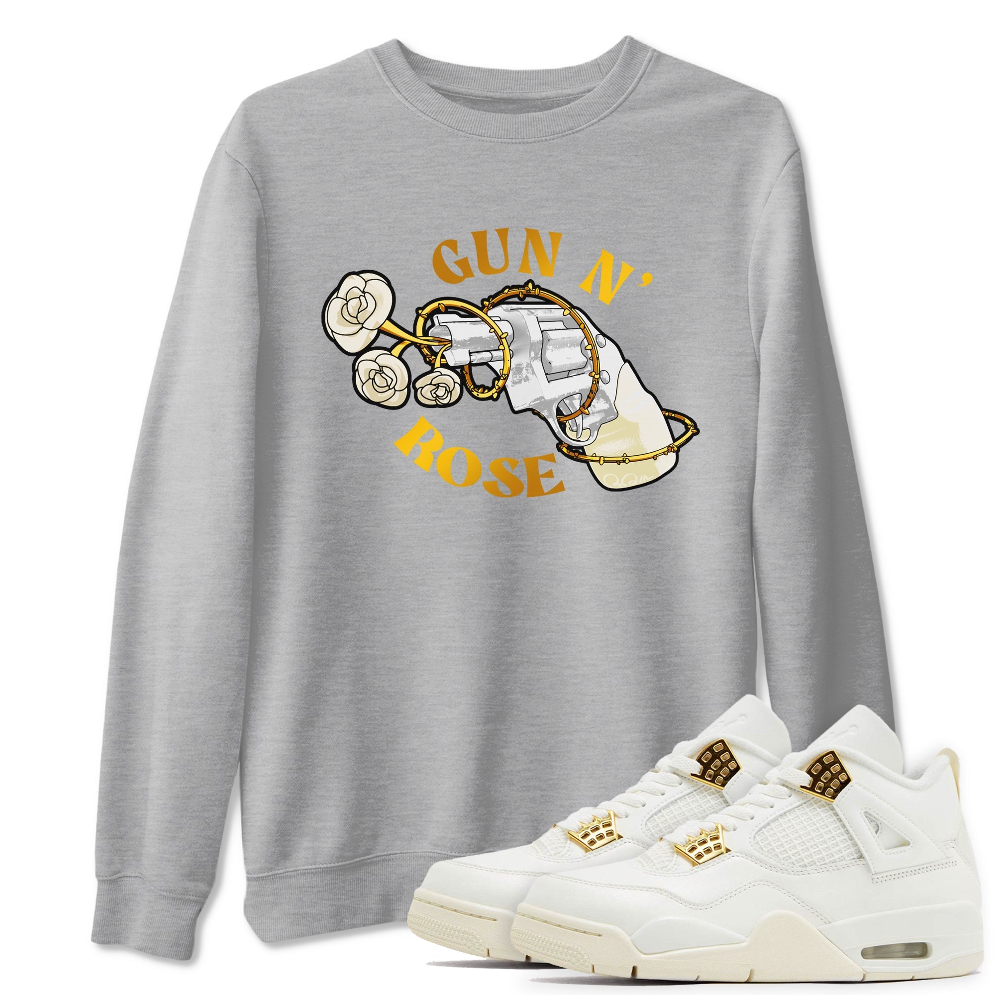 4s Sail 2024 shirt to match jordans Gun N Rose sneaker tees Air Jordan 4 Sail 2024 Drip Gear Zone unisex cotton Heather Grey 1 crew neck shirt