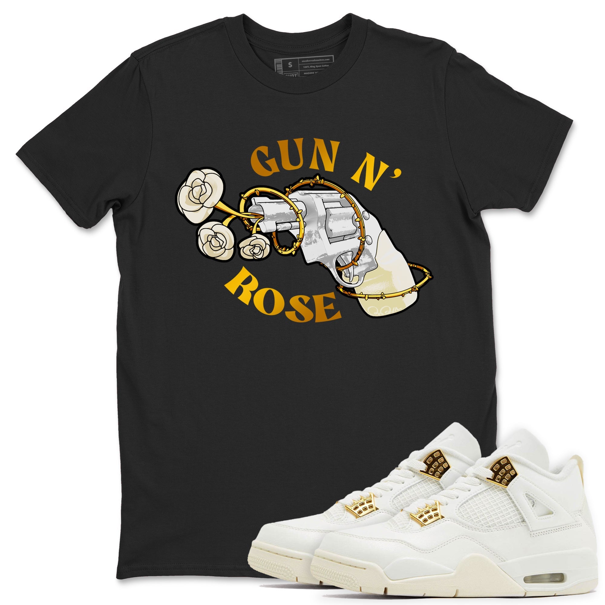 4s Sail 2024 shirt to match jordans Gun N Rose sneaker tees Air Jordan 4 Sail 2024 Drip Gear Zone unisex cotton Black 1 crew neck shirt