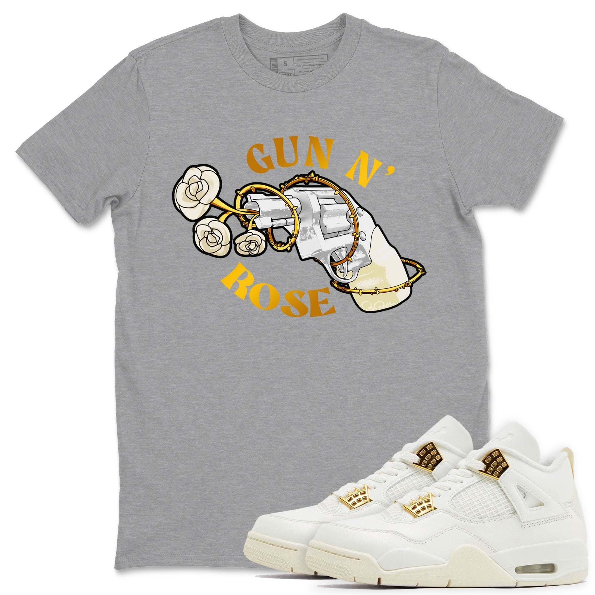 4s Sail 2024 shirt to match jordans Gun N Rose sneaker tees Air Jordan 4 Sail 2024 Drip Gear Zone unisex cotton Heather Grey 1 crew neck shirt