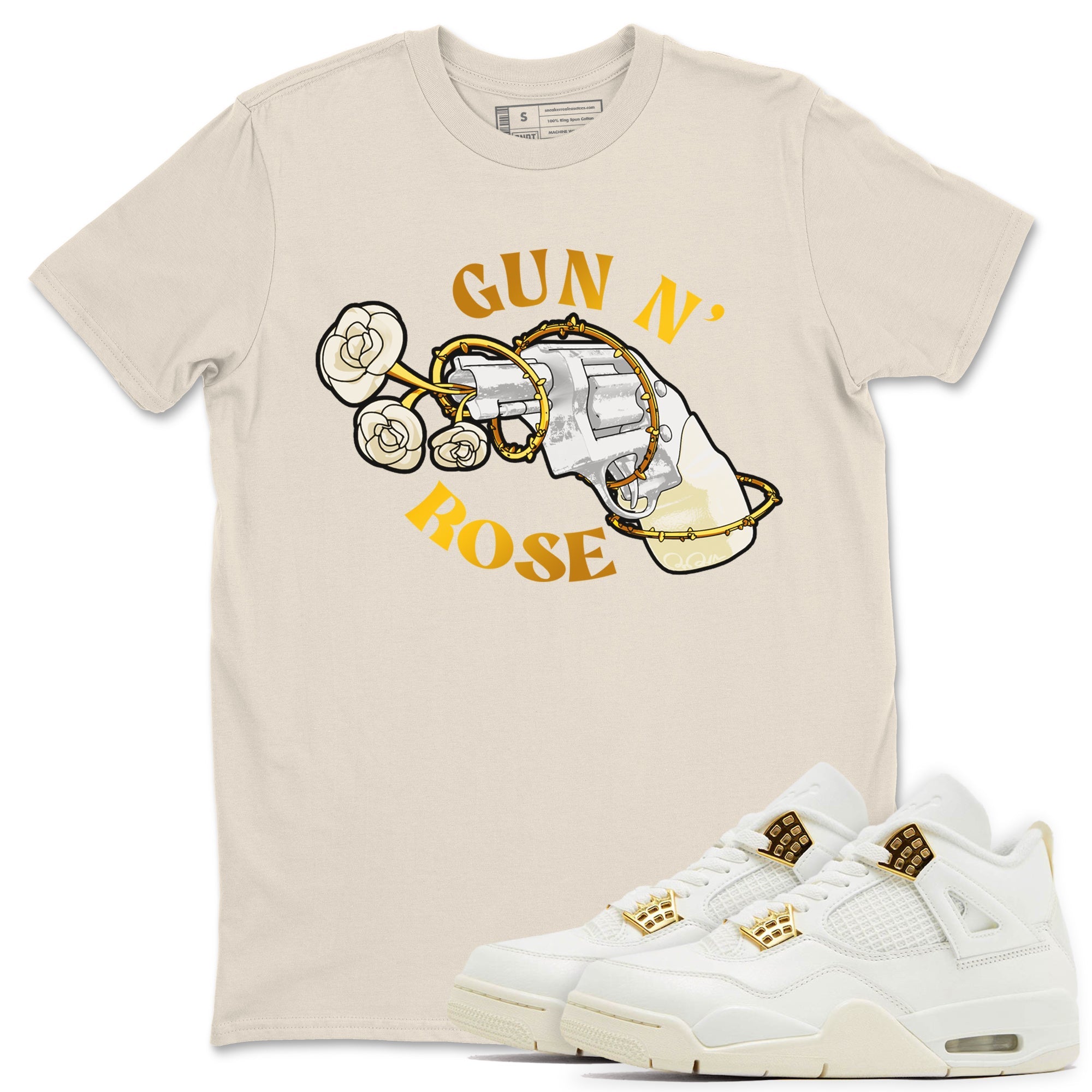 4s Sail 2024 shirt to match jordans Gun N Rose sneaker tees Air Jordan 4 Sail 2024 Drip Gear Zone unisex cotton Natural 1 crew neck shirt