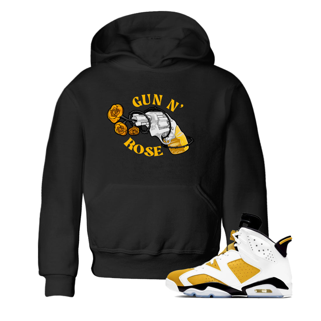 Air Jordan 6 Yellow Ochre shirt to match jordans Gun N Rose sneaker tees streetwear brand AJ6 Yellow Ochre Drip Gear Zone Brand baby toddler Black 1 cotton Shirt