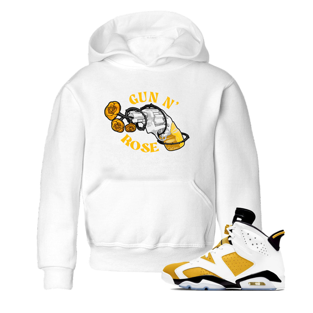 Air Jordan 6 Yellow Ochre shirt to match jordans Gun N Rose sneaker tees streetwear brand AJ6 Yellow Ochre Drip Gear Zone Brand baby toddler White 1 cotton Shirt