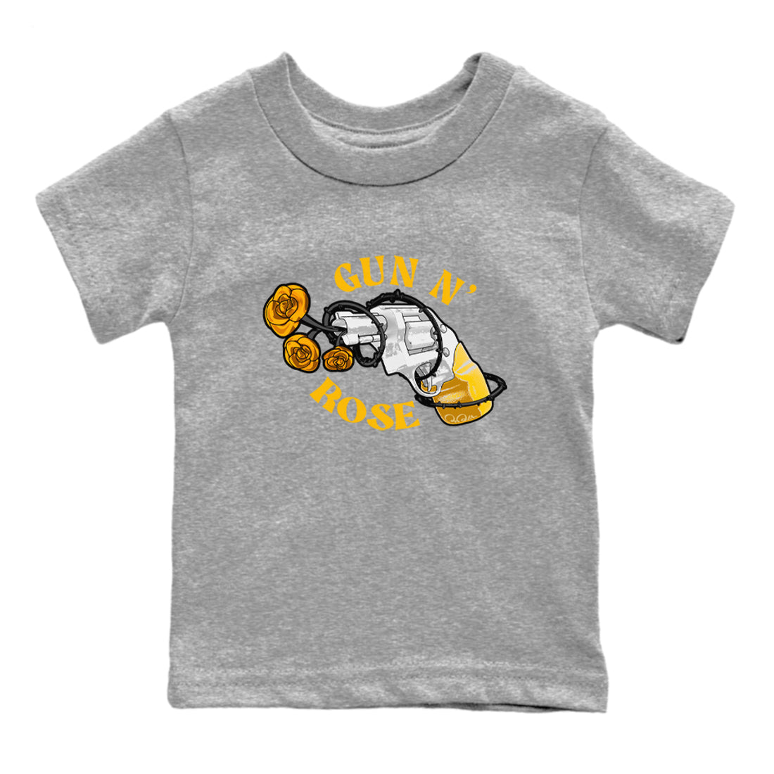 Air Jordan 6 Yellow Ochre shirt to match jordans Gun N Rose sneaker tees streetwear brand AJ6 Yellow Ochre Drip Gear Zone Brand baby toddler Heather Grey 2 cotton Shirt