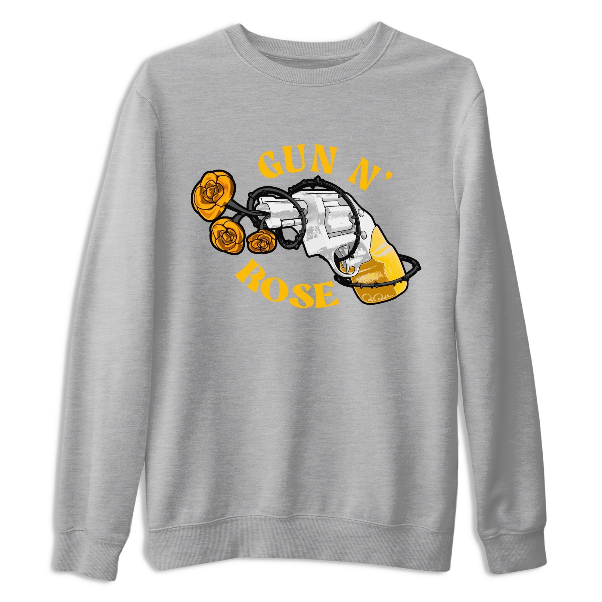 Air Jordan 6 Yellow Ochre shirt to match jordans Gun N Rose sneaker tees streetwear brand AJ6 Yellow Ochre Drip Gear Zone Brand unisex cotton Heather Grey 2 crew neck shirt