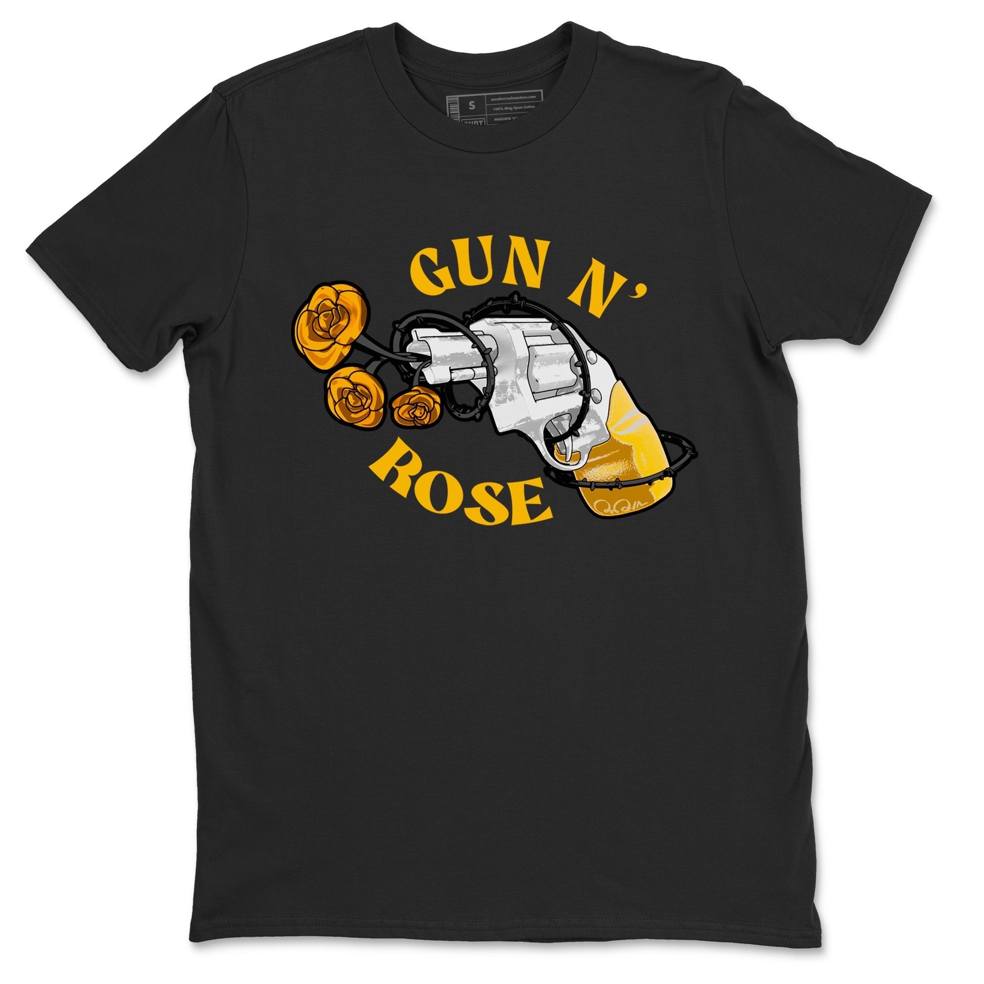 Air Jordan 6 Yellow Ochre shirt to match jordans Gun N Rose sneaker tees streetwear brand AJ6 Yellow Ochre Drip Gear Zone Brand unisex cotton Black 2 crew neck shirt