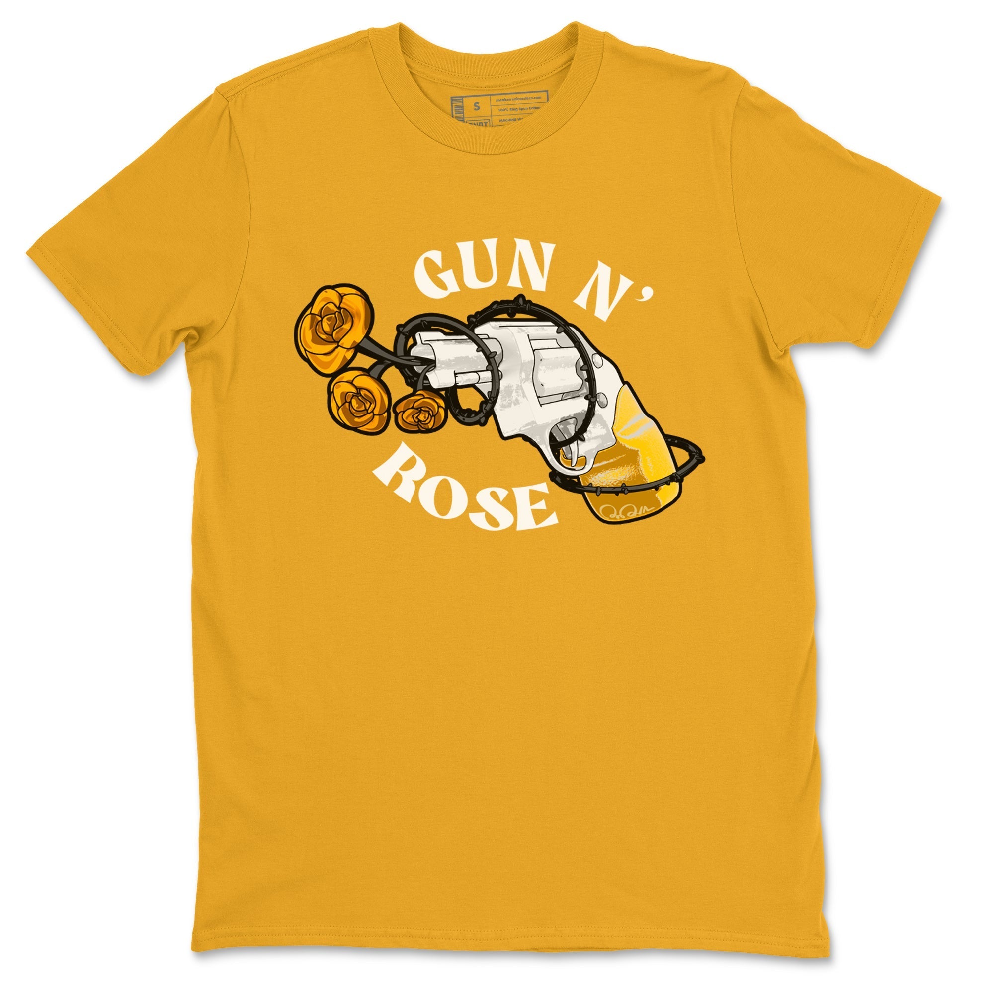 Air Jordan 6 Yellow Ochre shirt to match jordans Gun N Rose sneaker tees streetwear brand AJ6 Yellow Ochre Drip Gear Zone Brand unisex cotton Gold 2 crew neck shirt