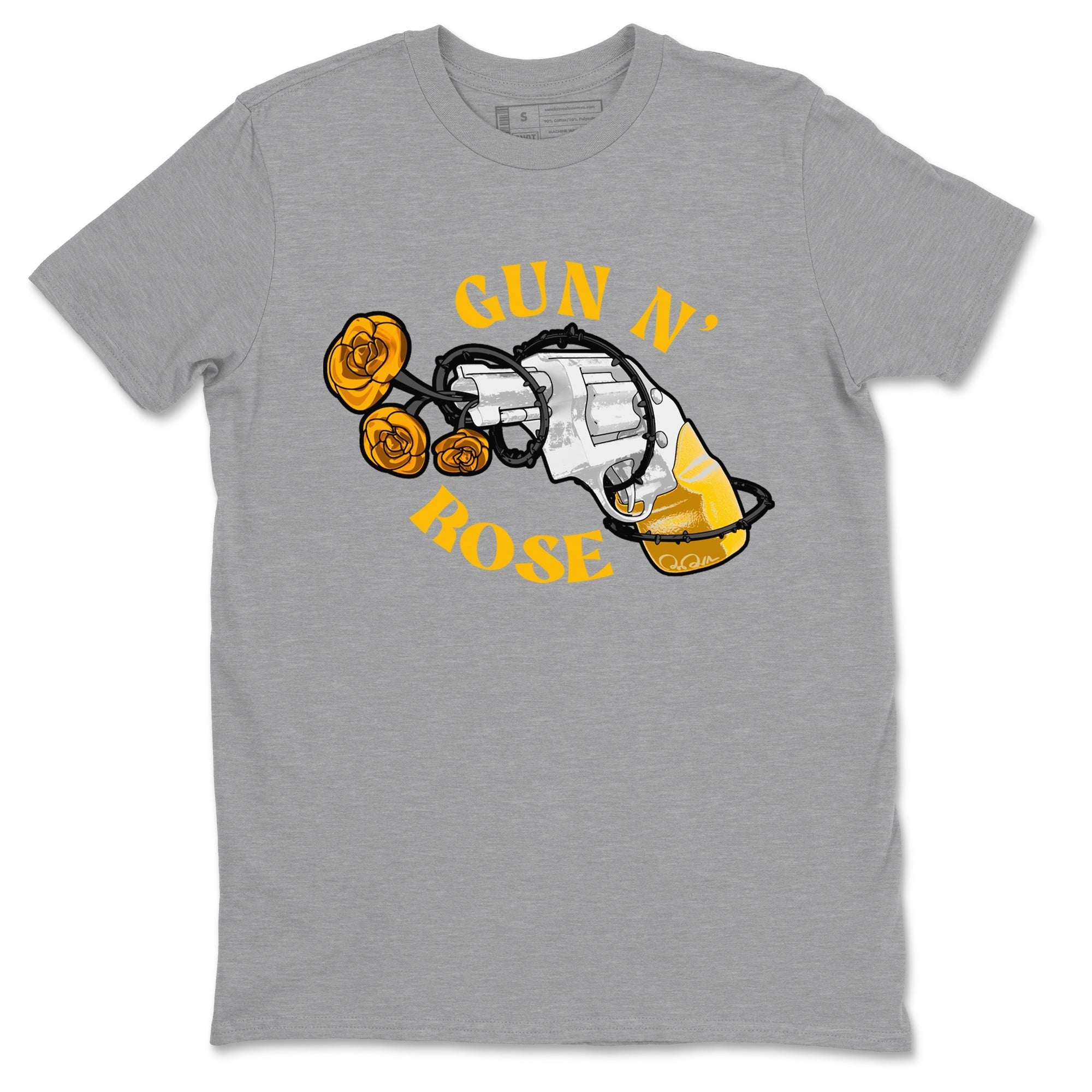 Air Jordan 6 Yellow Ochre shirt to match jordans Gun N Rose sneaker tees streetwear brand AJ6 Yellow Ochre Drip Gear Zone Brand unisex cotton Heather Grey 2 crew neck shirt