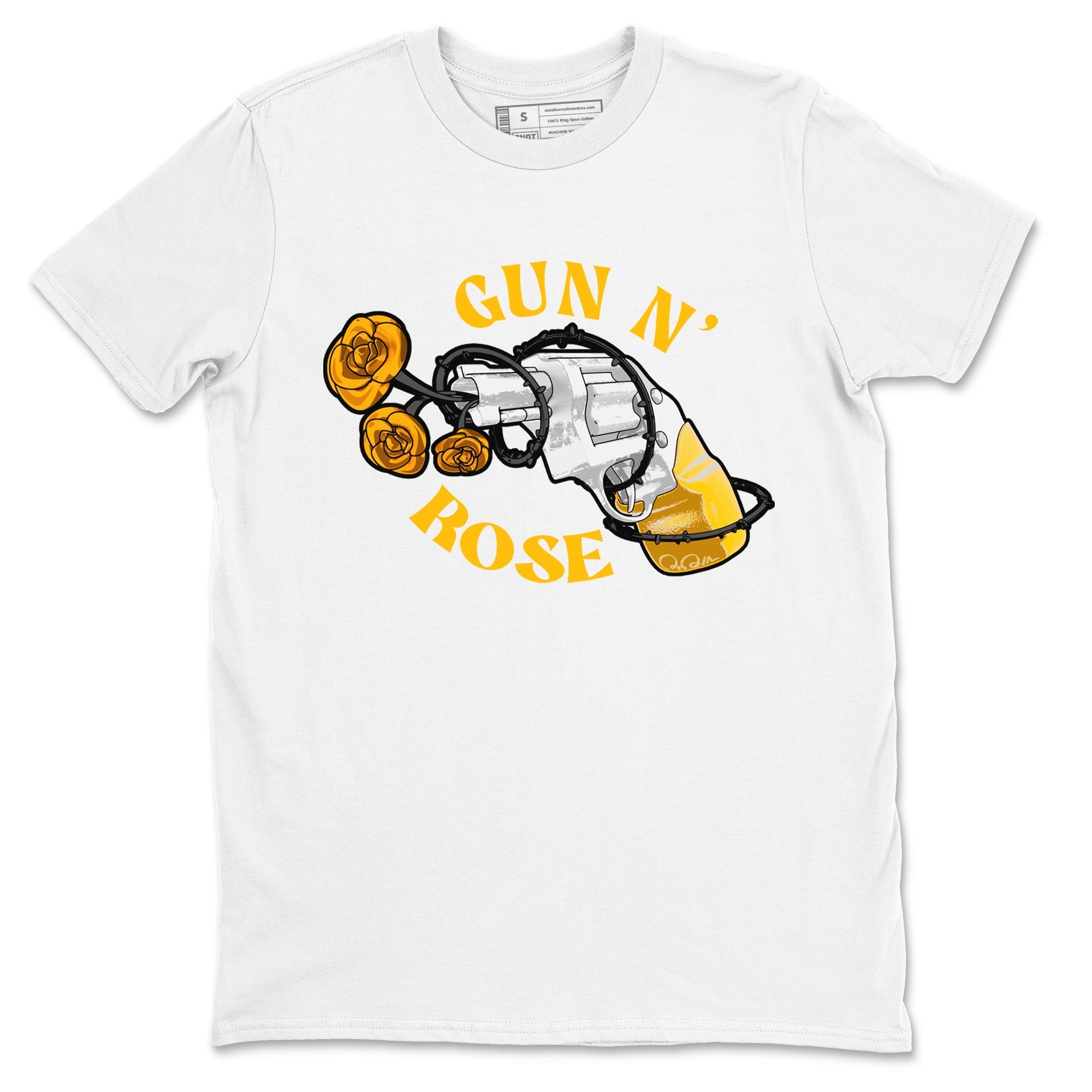 Air Jordan 6 Yellow Ochre shirt to match jordans Gun N Rose sneaker tees streetwear brand AJ6 Yellow Ochre Drip Gear Zone Brand unisex cotton White 2 crew neck shirt