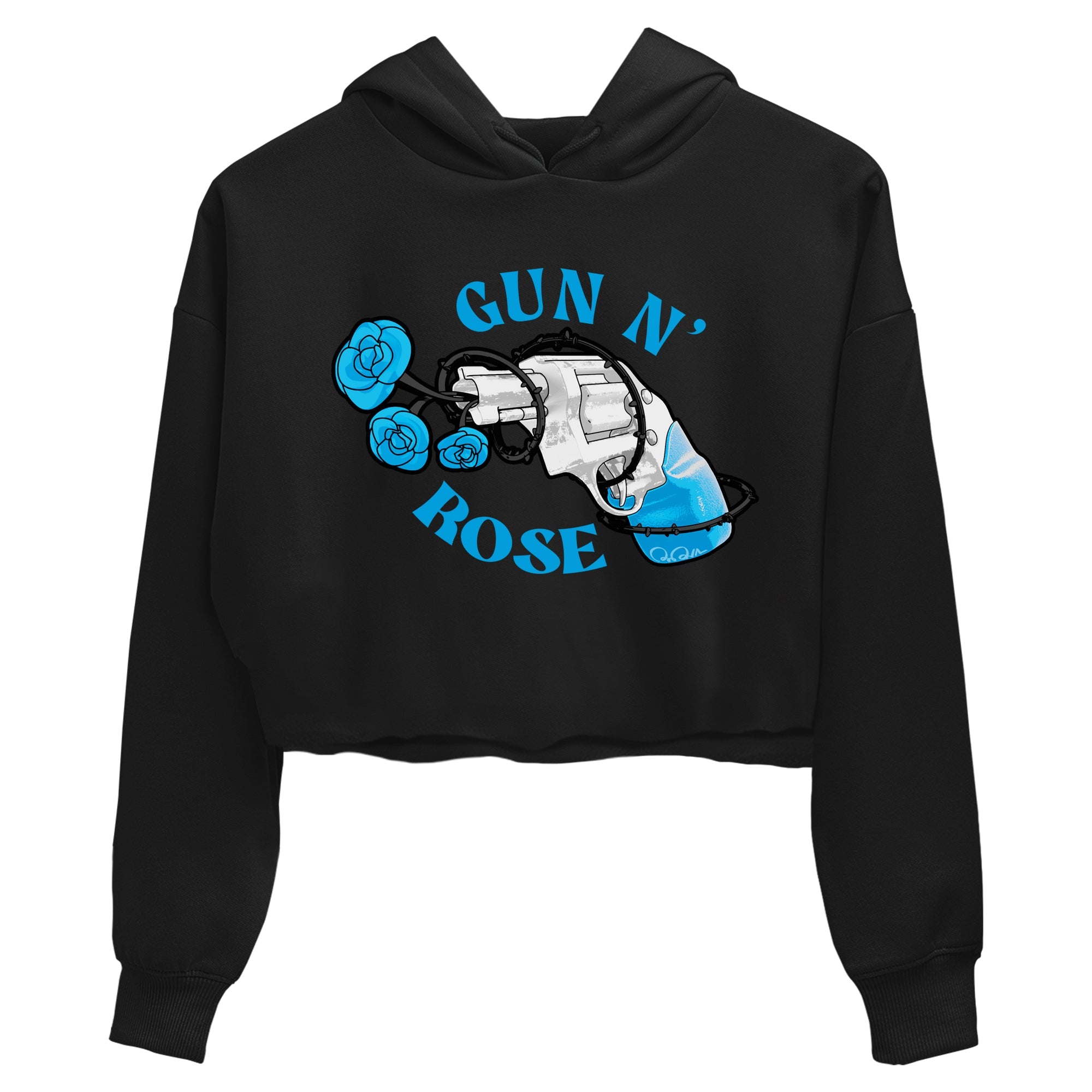 9s Powder Blue shirt to match jordans Gun N Rose sneaker tees Air Jordan 9 Powder Blue Drip Gear Zone Black 2 crop length shirt