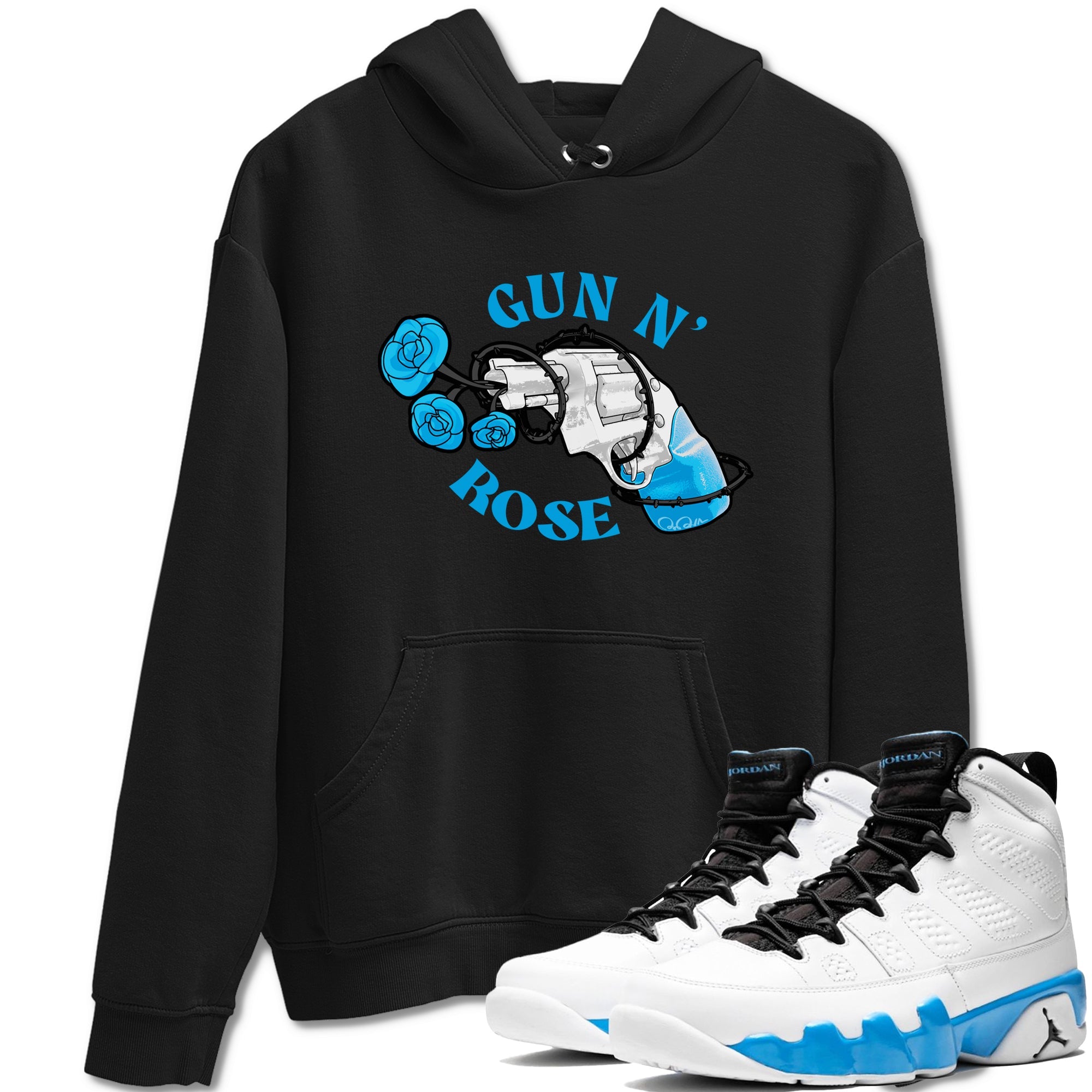 9s Powder Blue shirt to match jordans Gun N Rose sneaker tees Air Jordan 9 Powder Blue Drip Gear Zone unisex cotton Black 1 crew neck shirt