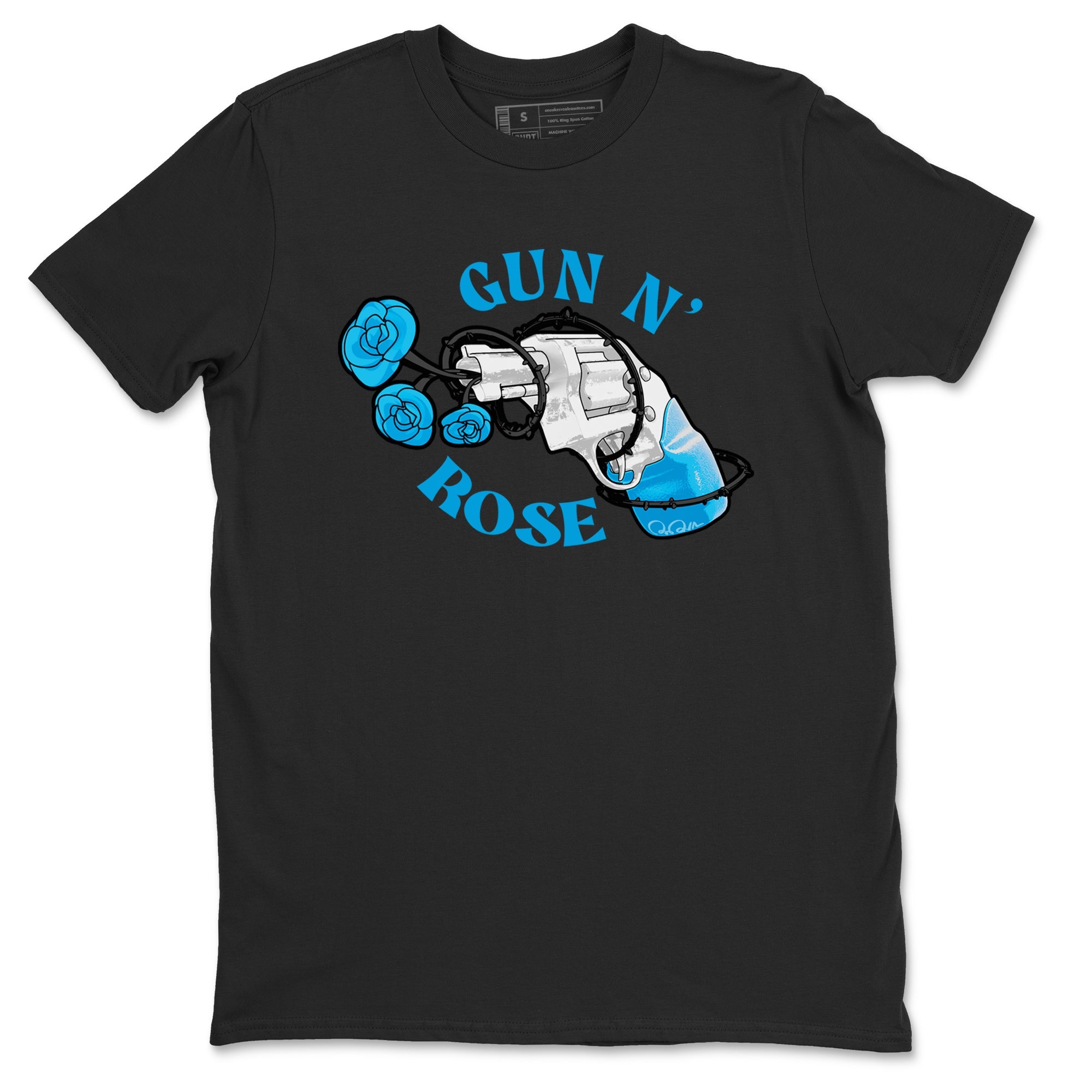 9s Powder Blue shirt to match jordans Gun N Rose sneaker tees Air Jordan 9 Powder Blue Drip Gear Zone unisex cotton Black 2 crew neck shirt