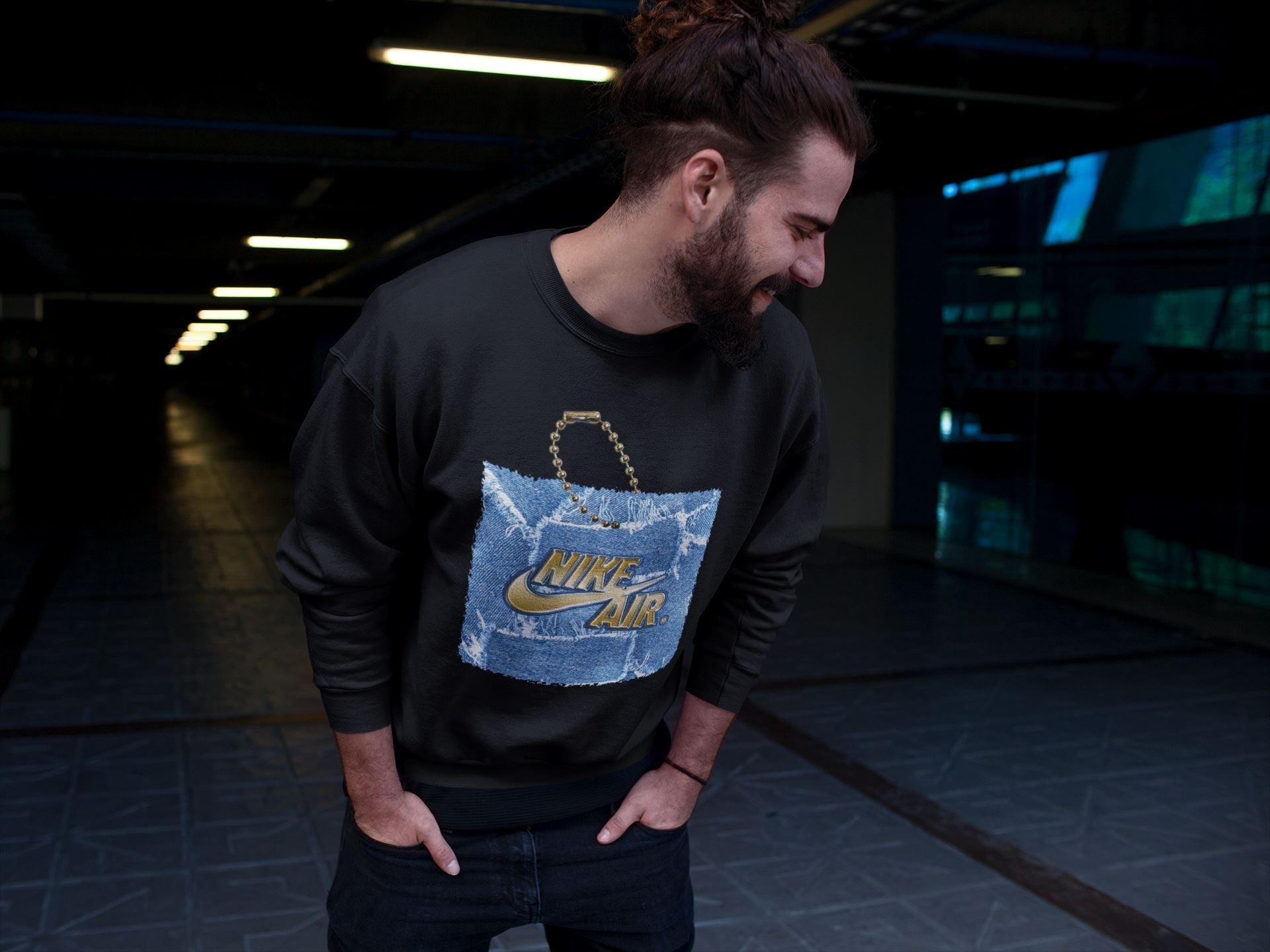 Jordan 1 Denim Sneaker Matching T-Shirt Hang Tag Sneaker Tees Jordan 1 Denim Sneaker Release Tees Crew Neck Tees