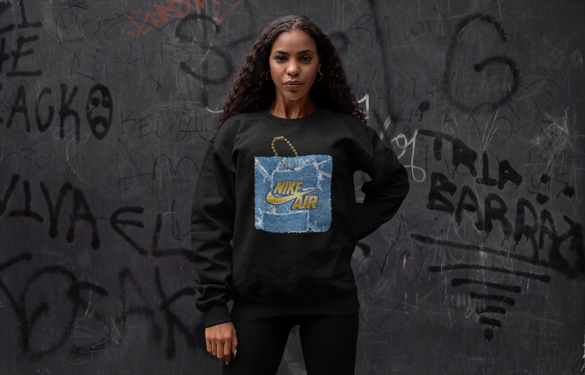 Jordan 1 Denim Sneaker Matching T-Shirt Hang Tag Sneaker Tees Jordan 1 Denim Sneaker Release Tees Crew Neck Tees