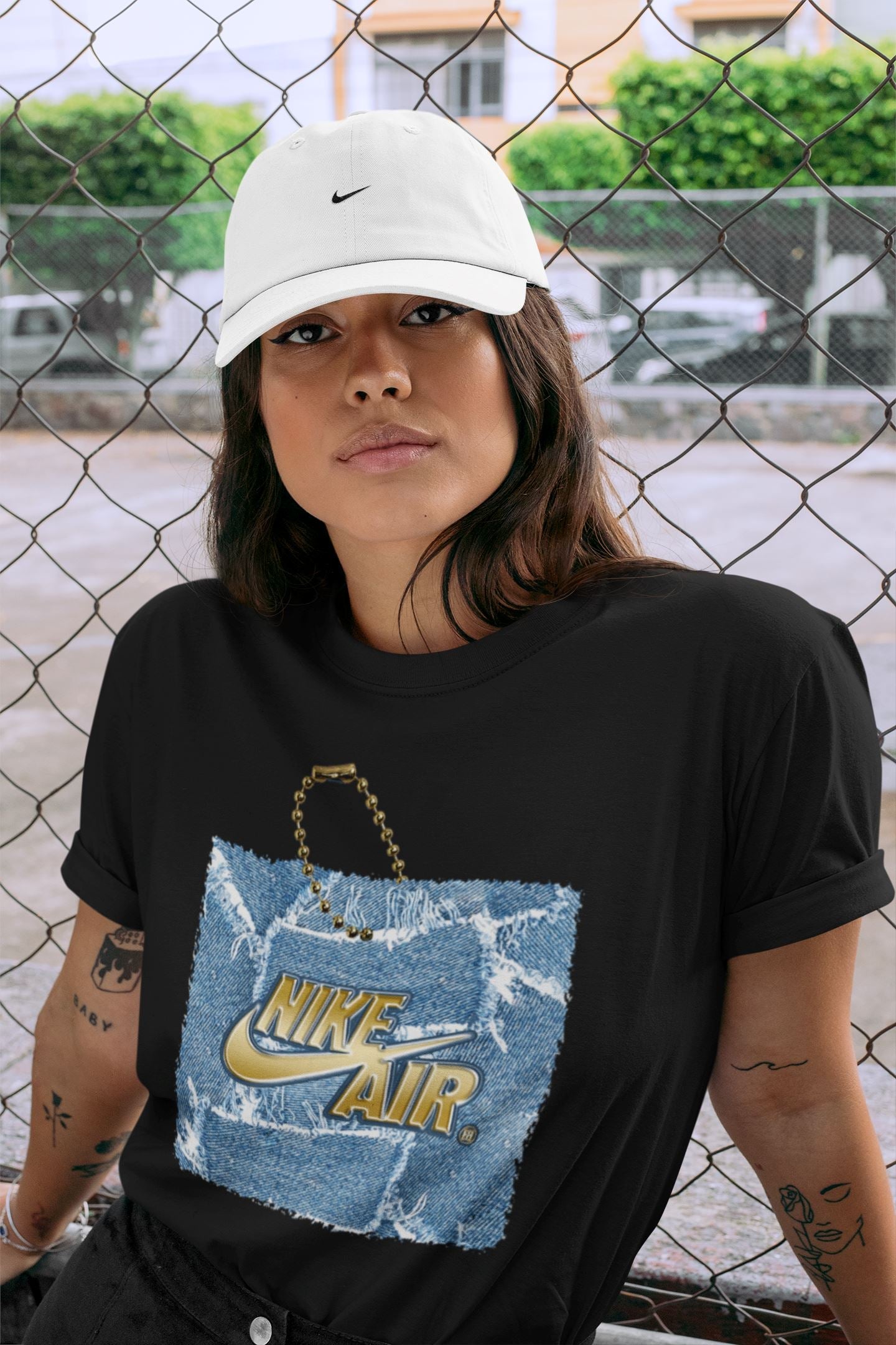 Jordan 1 Denim Sneaker Matching T-Shirt Hang Tag Sneaker Tees Jordan 1 Denim Sneaker Release Tees Crew Neck Tees