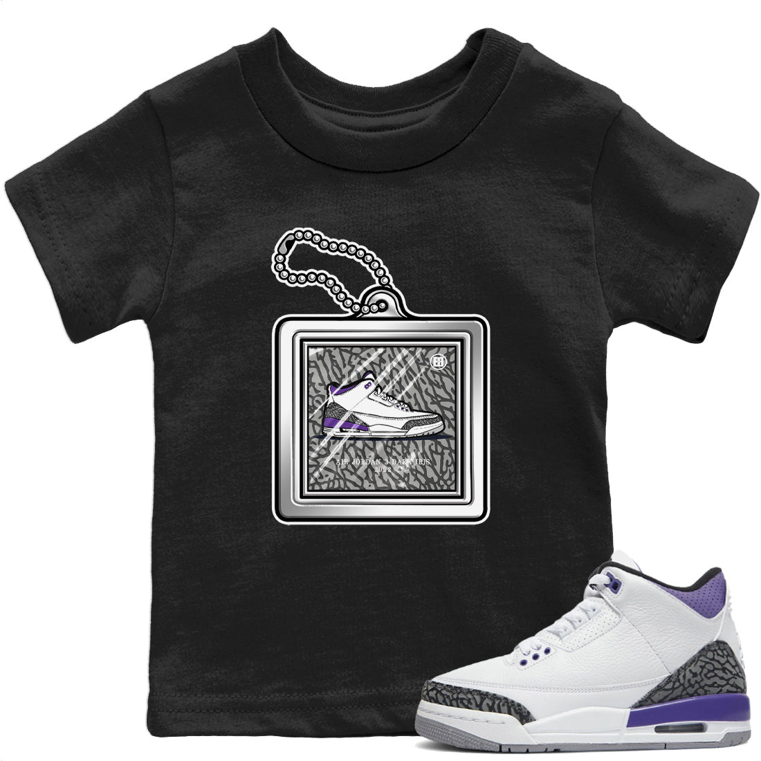 Jordan 3 Dark Iris Sneaker Matching T-Shirt Hang Tag Sneaker Tees Jordan 3 Dark Iris Sneaker Release Tees Kids Shirts