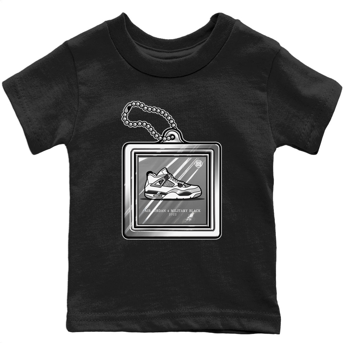 Jordan 4 Military Black Sneaker Matching T-Shirt Hang Tag Sneaker Tees Jordan 4 Military Black Sneaker Release Tees Kids Shirts