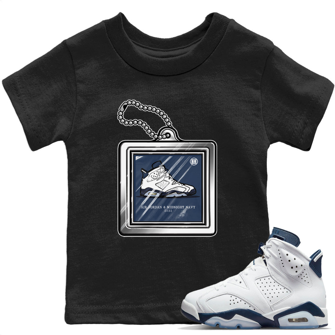 Jordan 6 Midnight Navy Sneaker Matching T-Shirt Hang Tag Sneaker Tees Jordan 6 Midnight Navy Sneaker Release Tees Kids Shirts