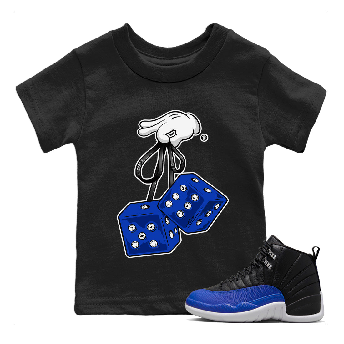 Jordan 12 Hyper Royal Sneaker Matching T-Shirt Hanging Dice Sneaker Tees Jordan 12 Hyper Royal Sneaker Release Tees Kids Shirts