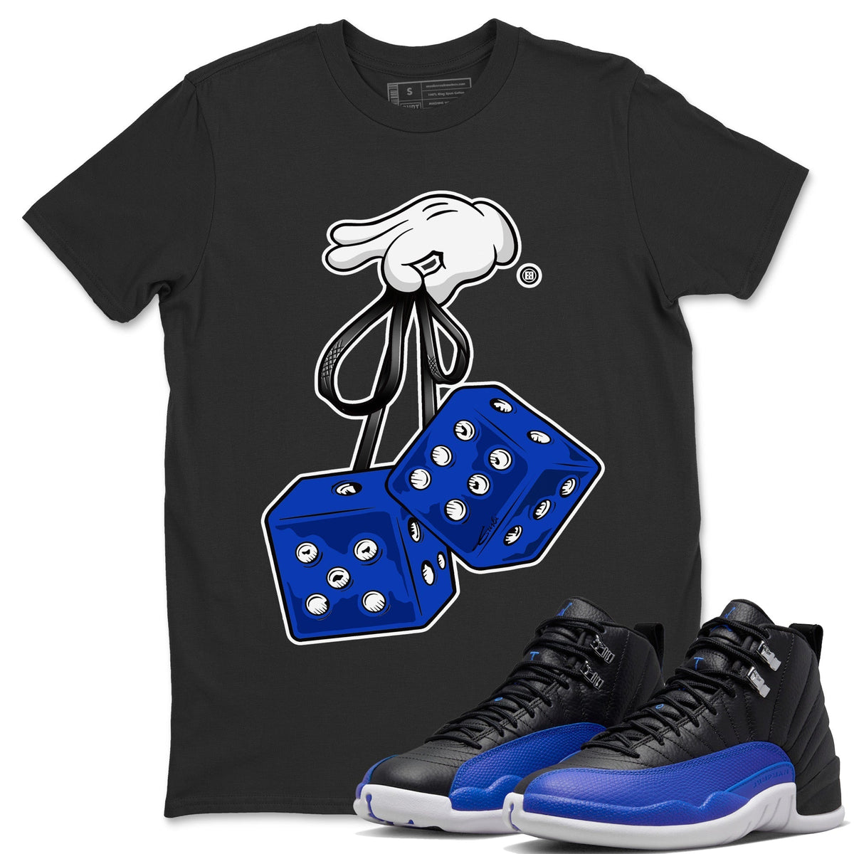 Jordan 12 Hyper Royal Sneaker Matching T-Shirt Hanging Dice Sneaker Tees Jordan 12 Hyper Royal Sneaker Release Tees Crew Neck Tees