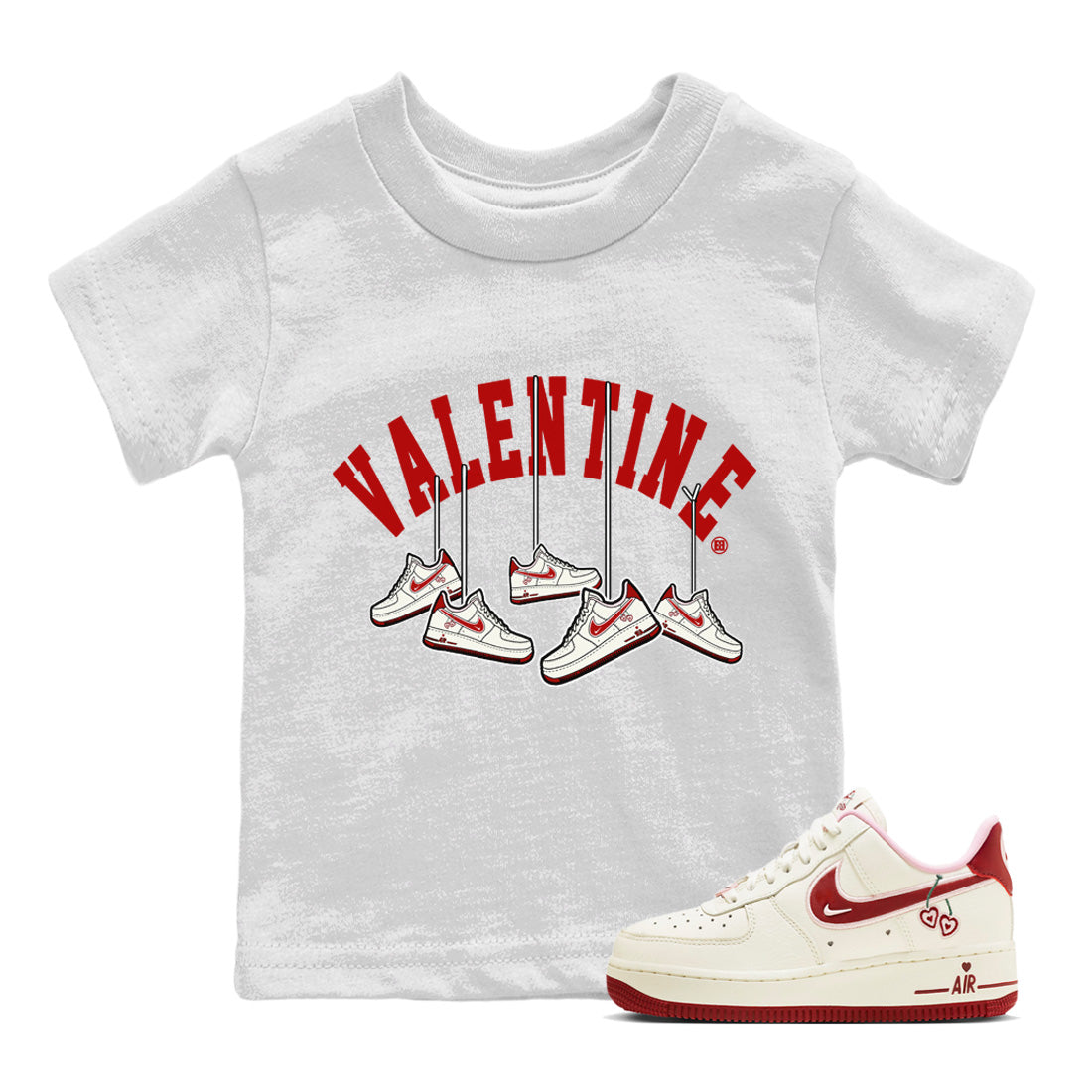 Air Force 1 Valentines Day Sneaker Match Tees Hanging Sneakers Sneaker Tees Air Force 1 Valentines Day Jordan to match sneaker T-Shirt Kids Shirts