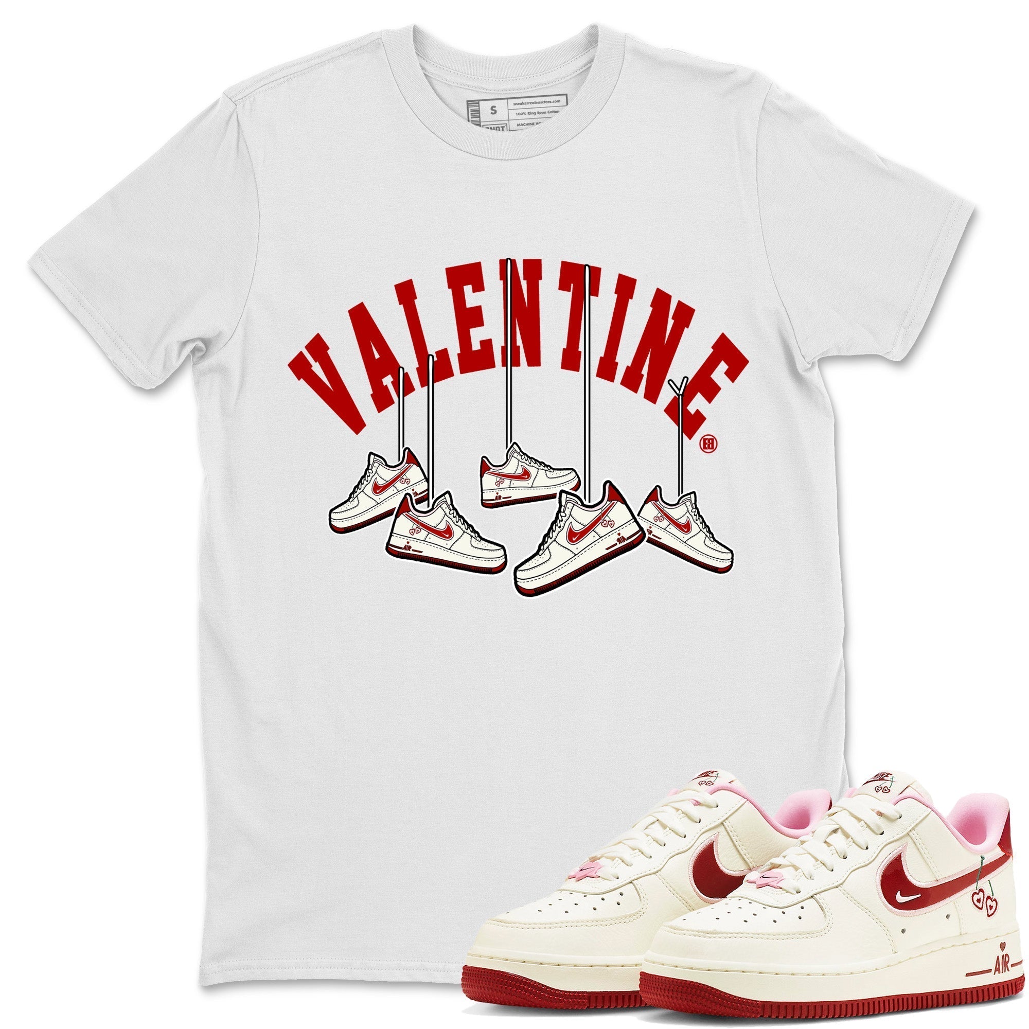 Air Force 1 Valentines Day Sneaker Match Tees Hanging Sneakers Sneaker Tees Air Force 1 Valentines Day Jordan to match sneaker T-Shirt Crew Neck Shirts
