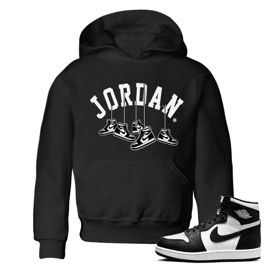 Jordan 1 Black White Sneaker Match Tees Hanging Sneakers Sneaker Tees Jordan 1 Black White Jordan to match sneaker T-Shirt Kids Shirts