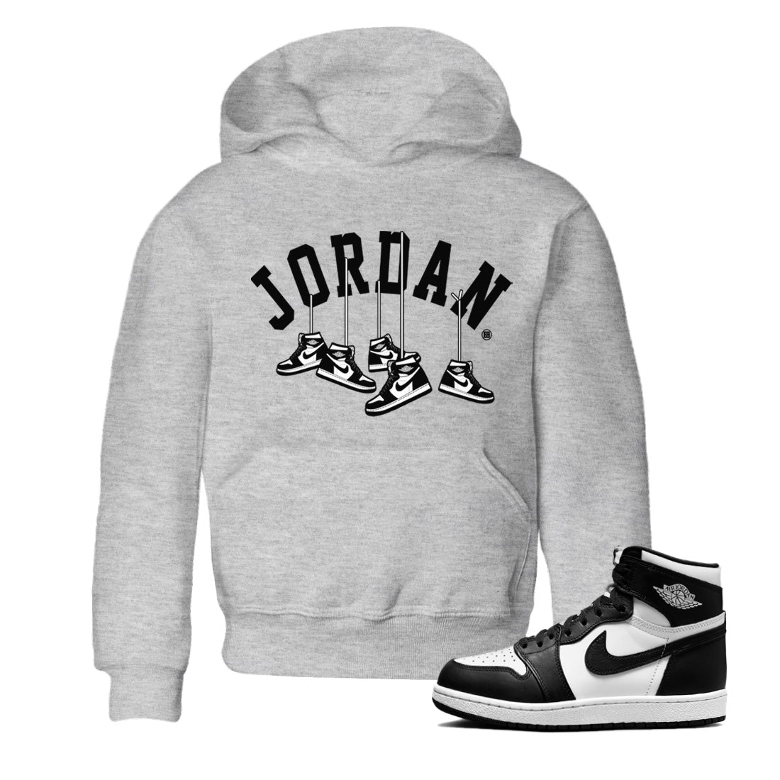 Jordan 1 Black White Sneaker Match Tees Hanging Sneakers Sneaker Tees Jordan 1 Black White Jordan to match sneaker T-Shirt Kids Shirts