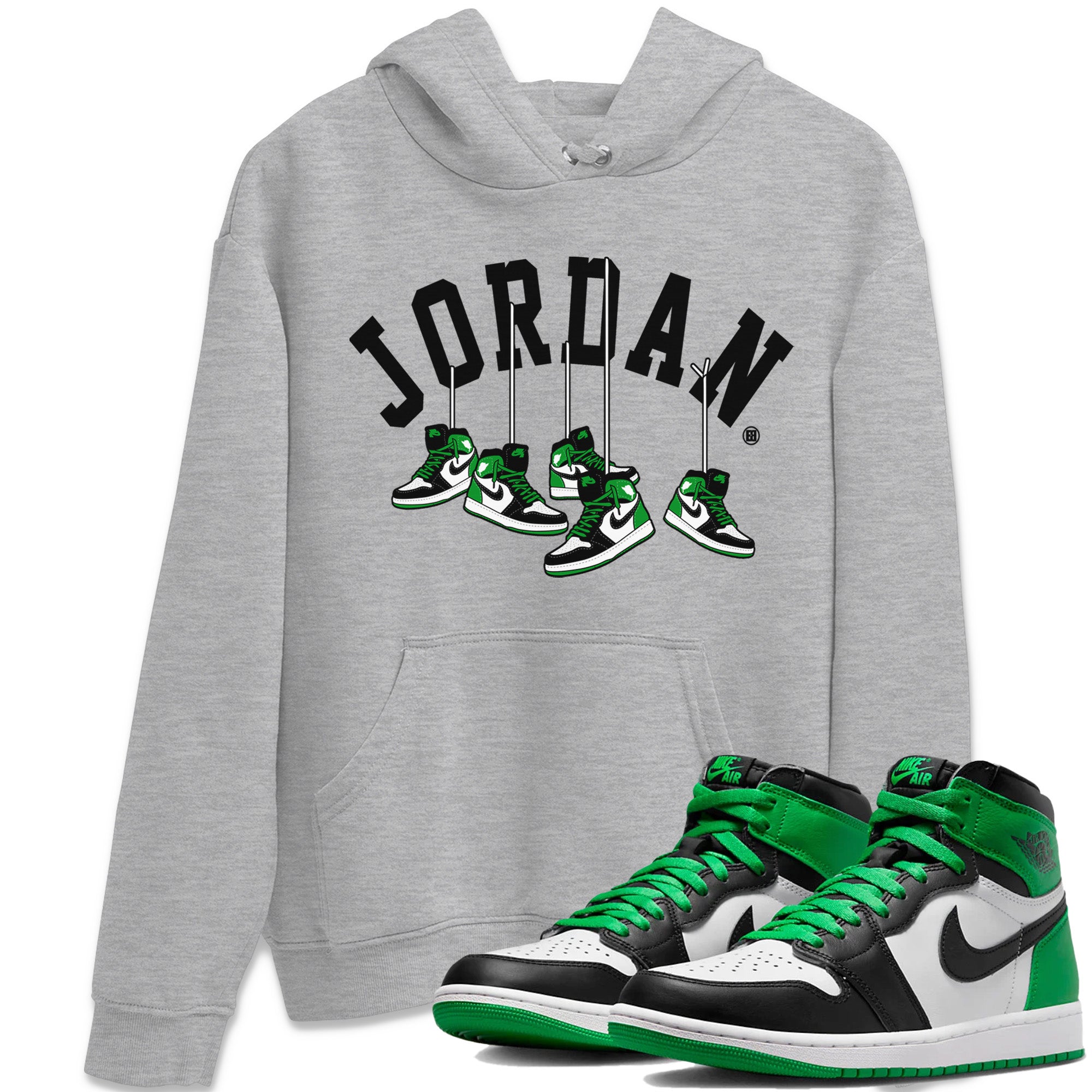 Air Jordan 1 Celtics Shirt To Match Jordans Hanging Sneakers Sneaker Tees Air Jordan 1 Retro Celtics Drip Gear Zone Sneaker Matching Clothing Unisex Shirts Heather Grey 1